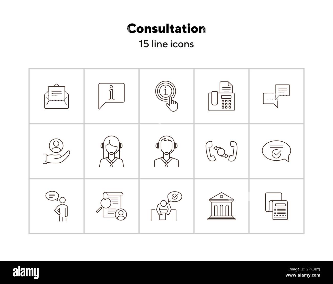 Set di icone della linea di consultazione Illustrazione Vettoriale