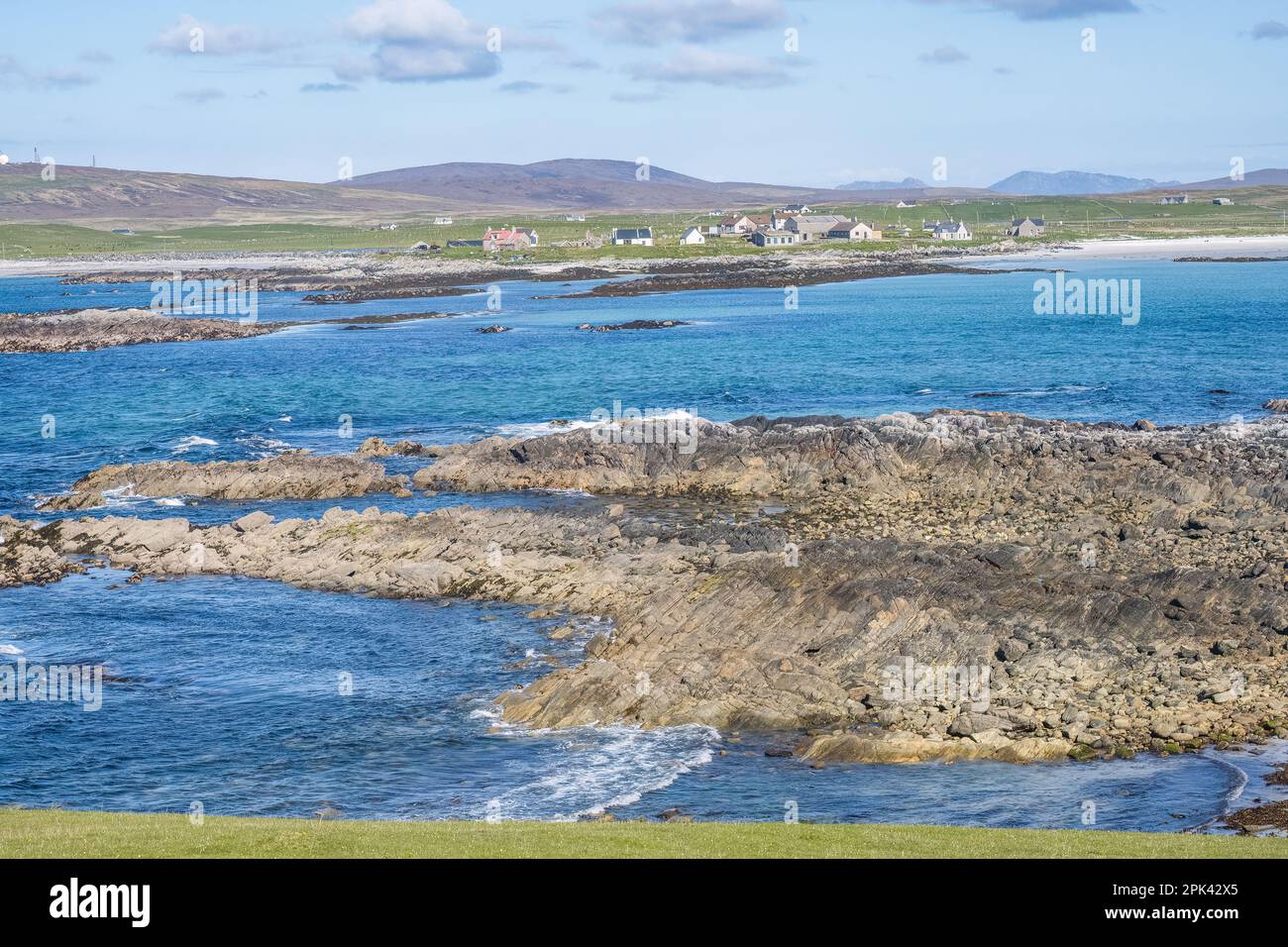 RSPB Scozia Balranald. Questa splendida riserva hebrideana ha spiagge sabbiose, litorale roccioso, paludi e dune di sabbia con una meravigliosa fauna selvatica Foto Stock