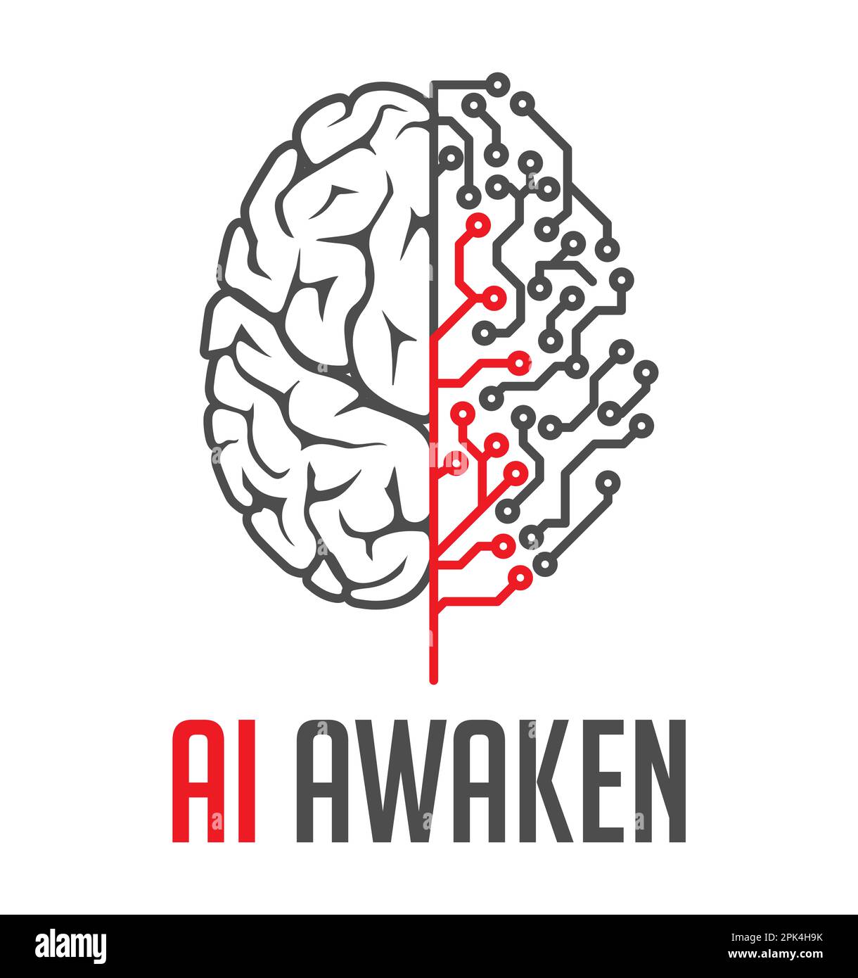 Intelligenza artificiale - concept logo - lettere ai come circuito integrato al computer Foto Stock