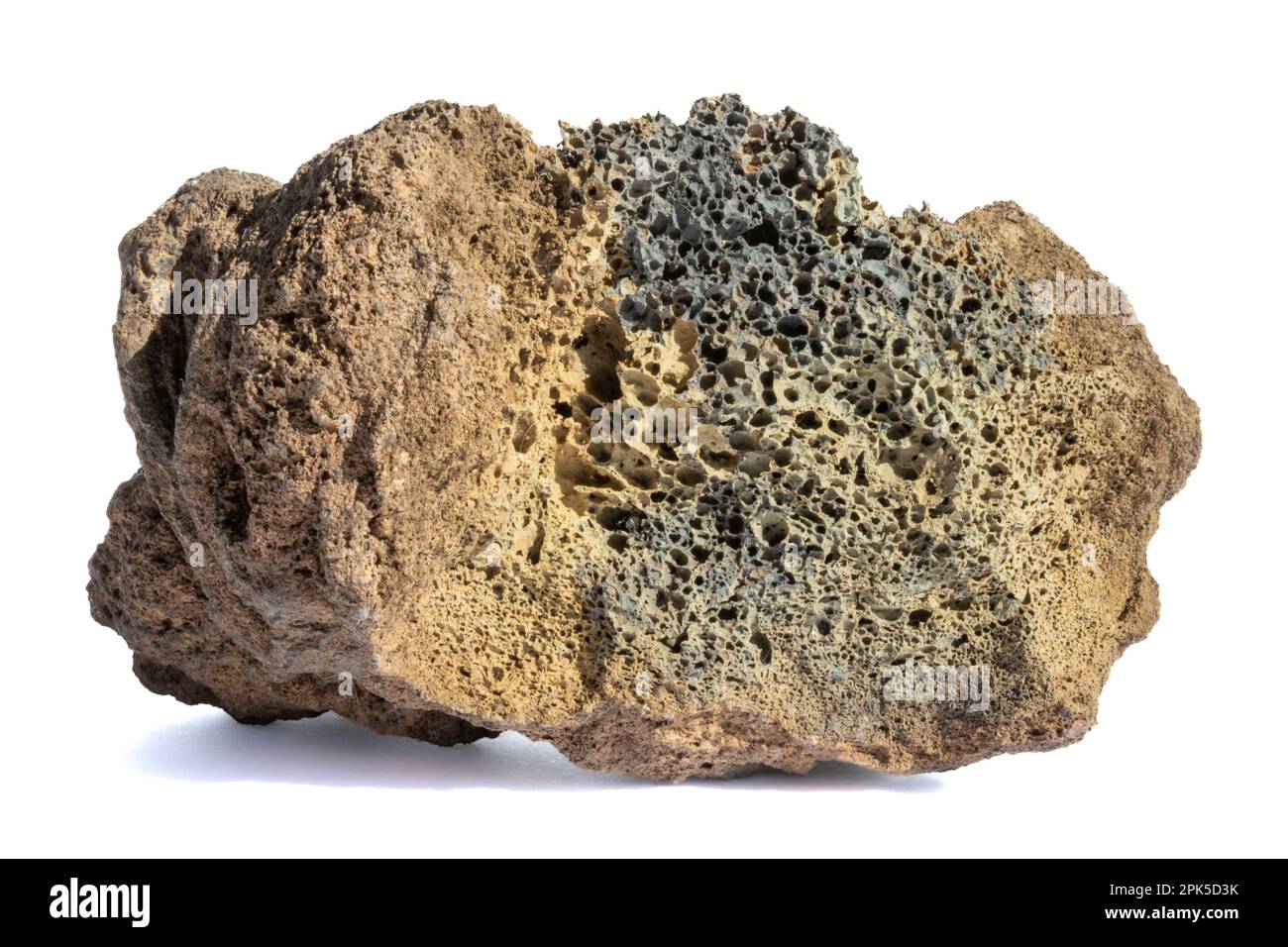 Pietra vulcanica su sfondo bianco Foto Stock