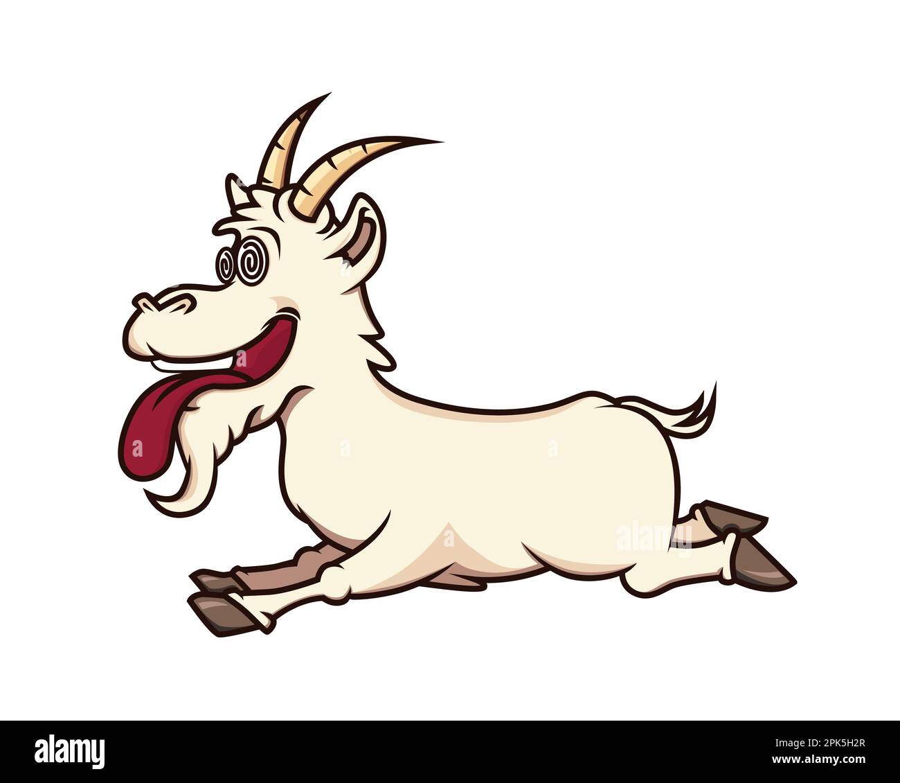 Crazy Goat con la lingua di attaccare fuori Gesture visualizzato con semplice Illustrazione Illustrazione Vettoriale
