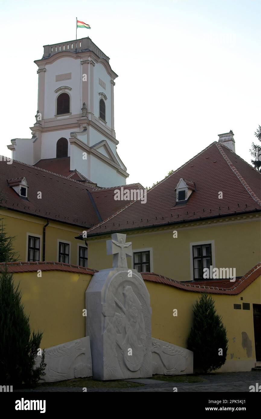 Győr, Węgry, Ungarn, Ungheria, vista della torre del castello vescovile; Blick auf den Turm der Bischofsburg; Püspökvár Foto Stock