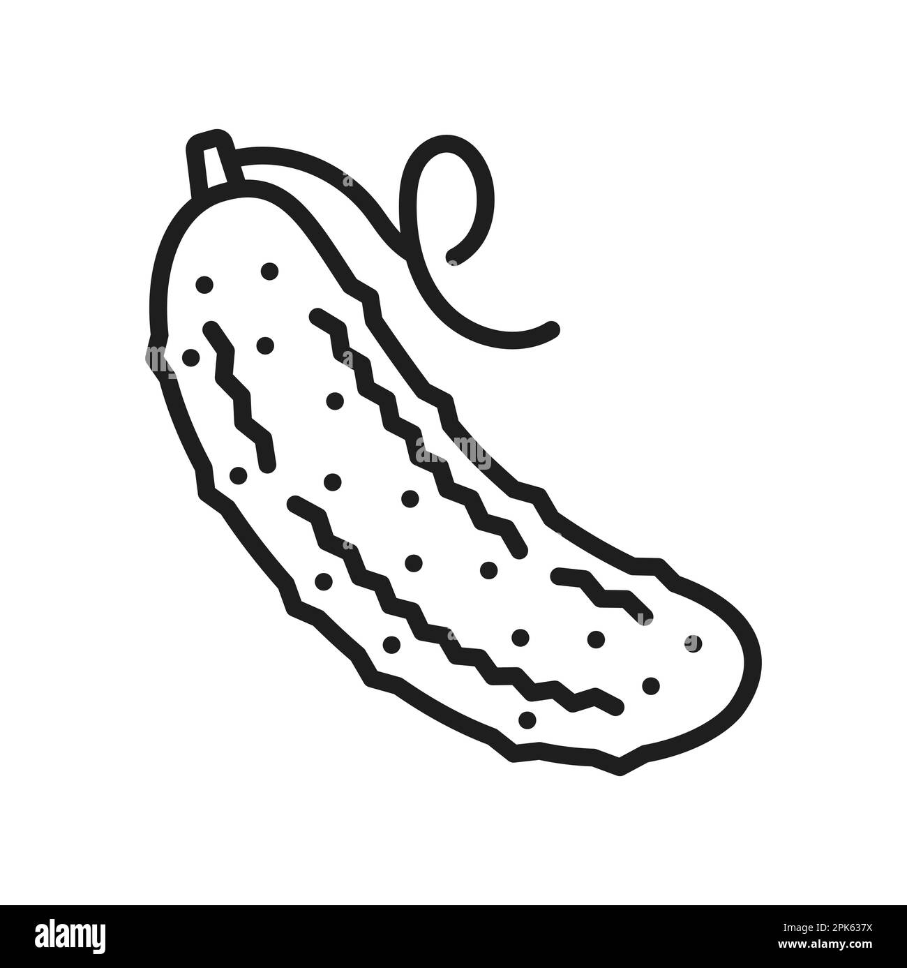 Cetriolo intero isolato vegetale sottile linea icona. Vettore cetumis sativus, sano contorno organico cetriolo dieta cibo vegetariano Illustrazione Vettoriale