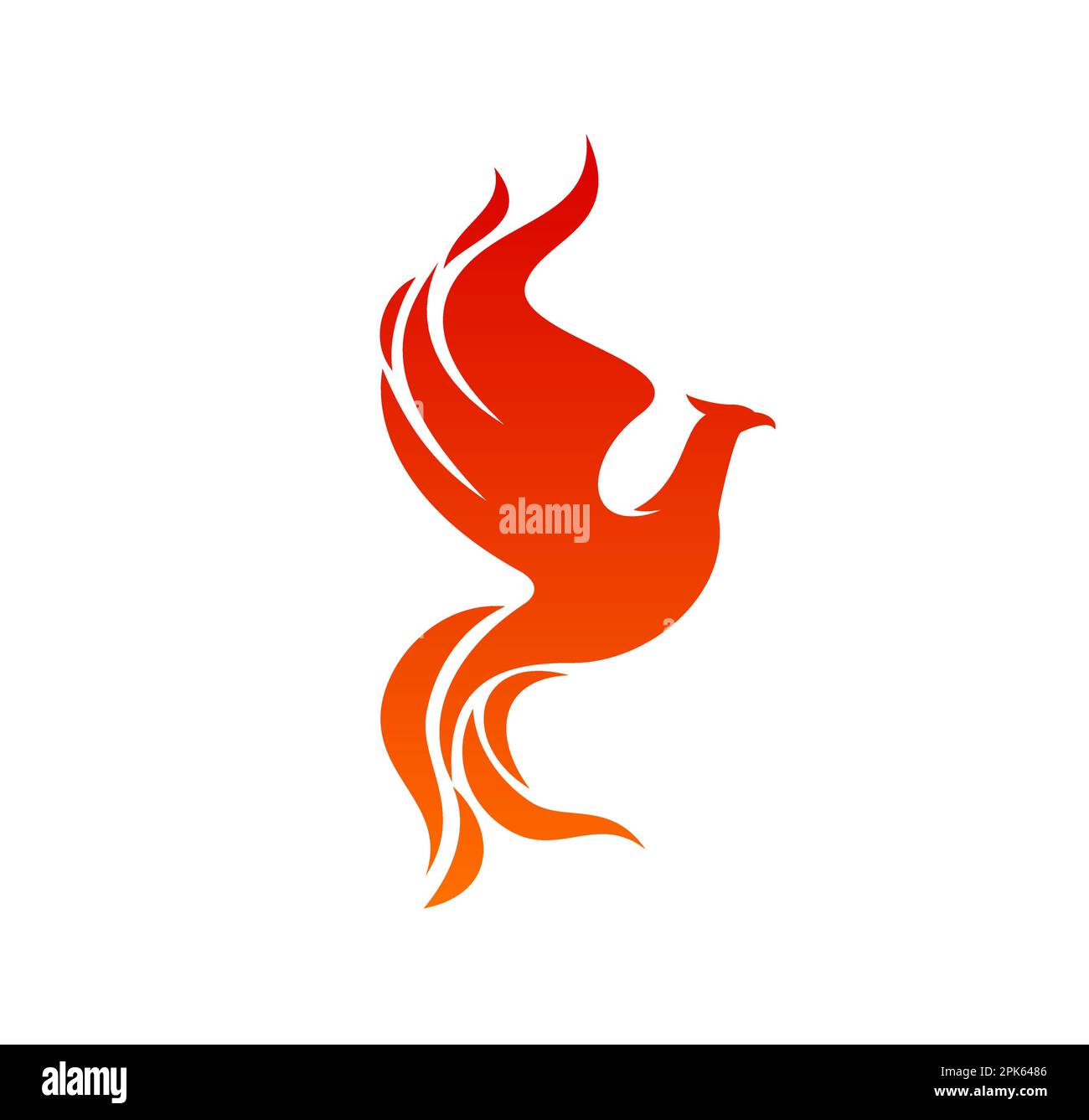 Phoenix Bird o fenix firebird con ali di fiamme. Vettore astratto aquila o falco che vola con piume ardenti. Fantasy phoenix o fenix uccello si Illustrazione Vettoriale