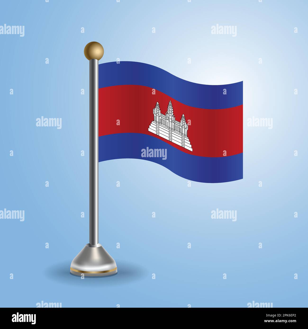 Tabella di Stato bandiera della Cambogia. Simbolo nazionale, illustrazione vettoriale Illustrazione Vettoriale
