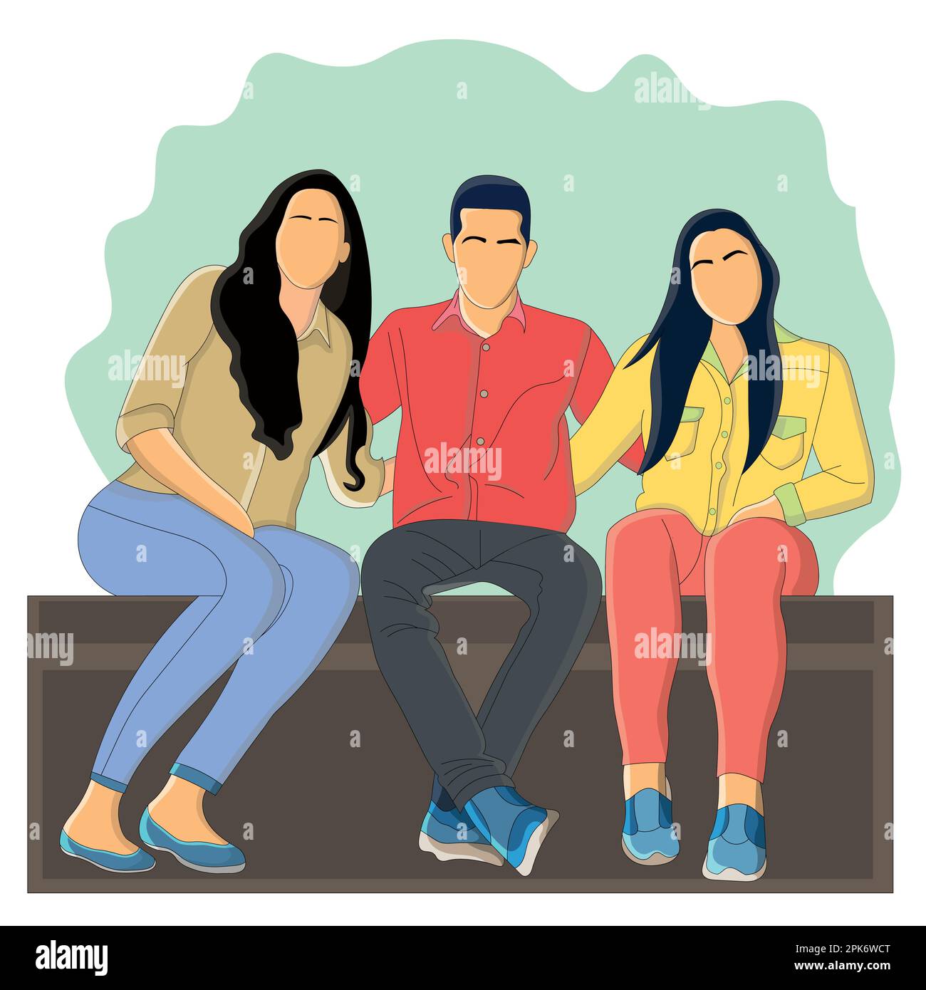 Immagine vettoriale piatta a tre amici Illustrazione Vettoriale
