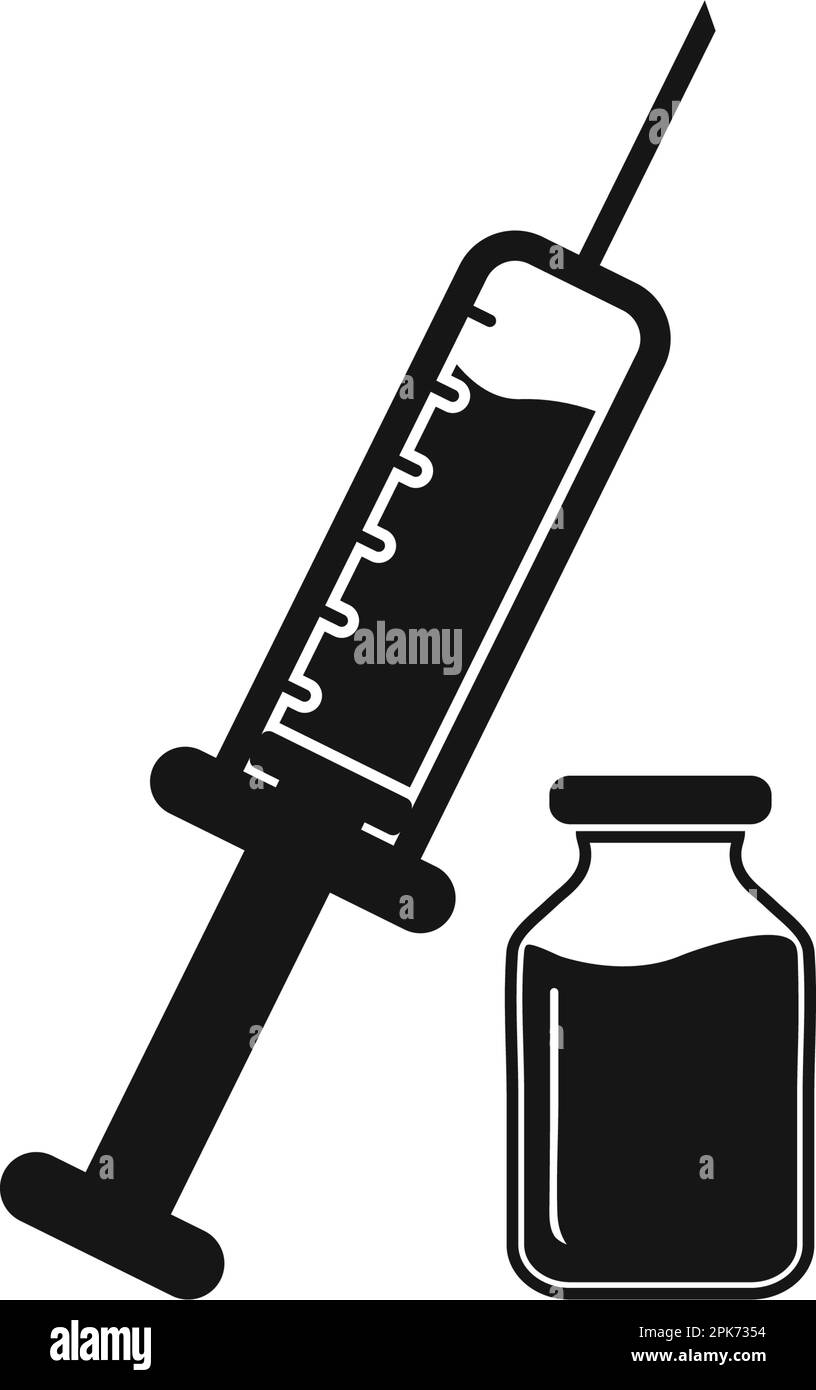 Icona vaccino e iniezione. Illustrazione del simbolo EPS vettoriale modificabile. Illustrazione Vettoriale