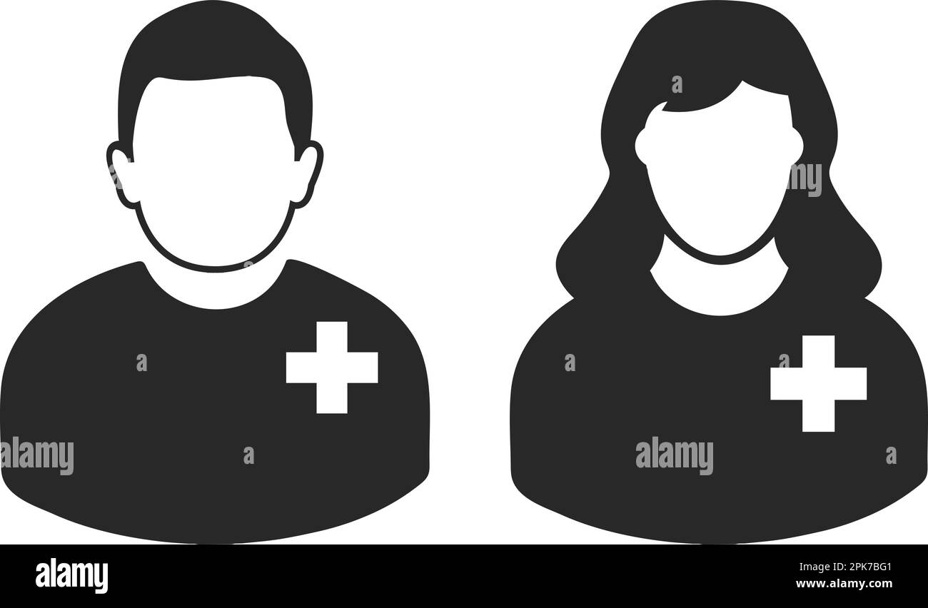 Icona paziente maschile e femminile. EPS vettoriale stile piatto. Illustrazione Vettoriale