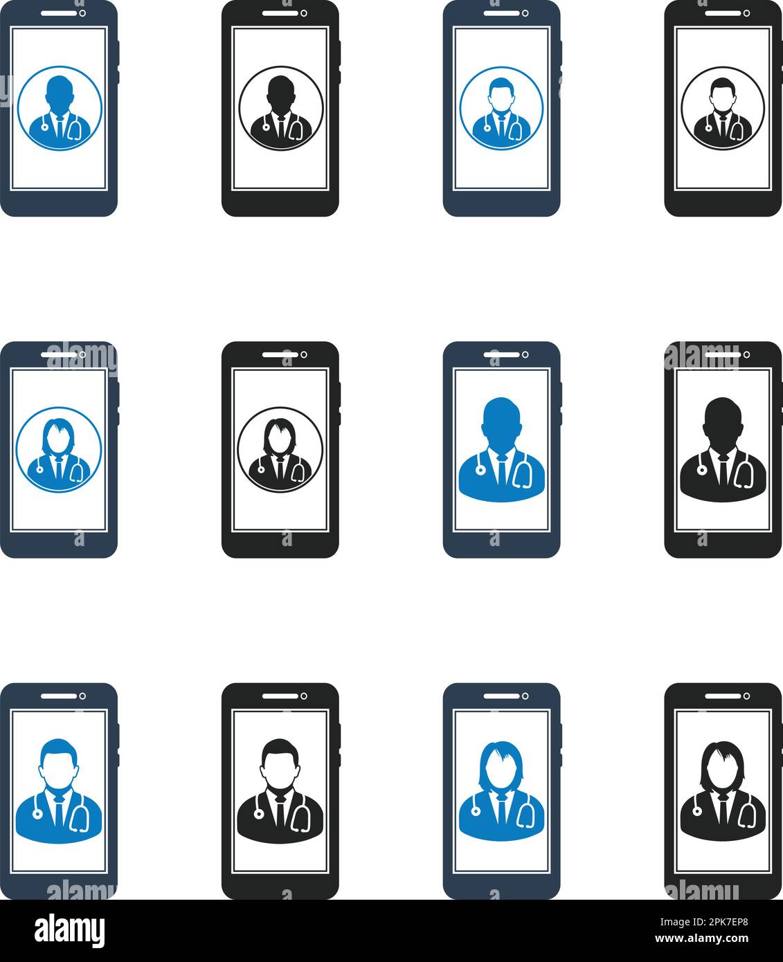 Assistenza medica online, icona del servizio di assistenza sanitaria. EPS vettoriale stile piatto. Illustrazione Vettoriale