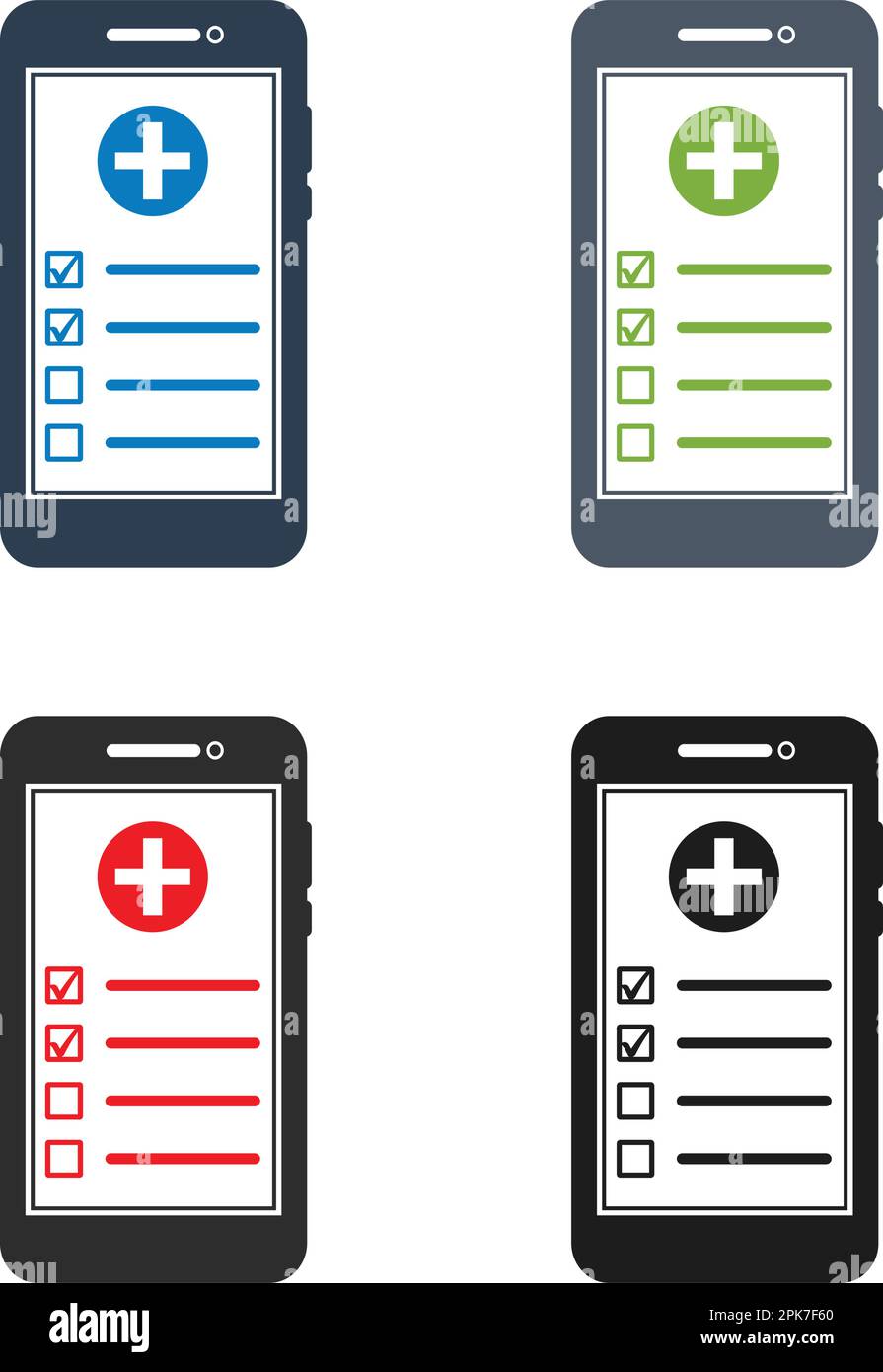 Assistenza medica online, icona del servizio di assistenza sanitaria. EPS vettoriale stile piatto. Illustrazione Vettoriale