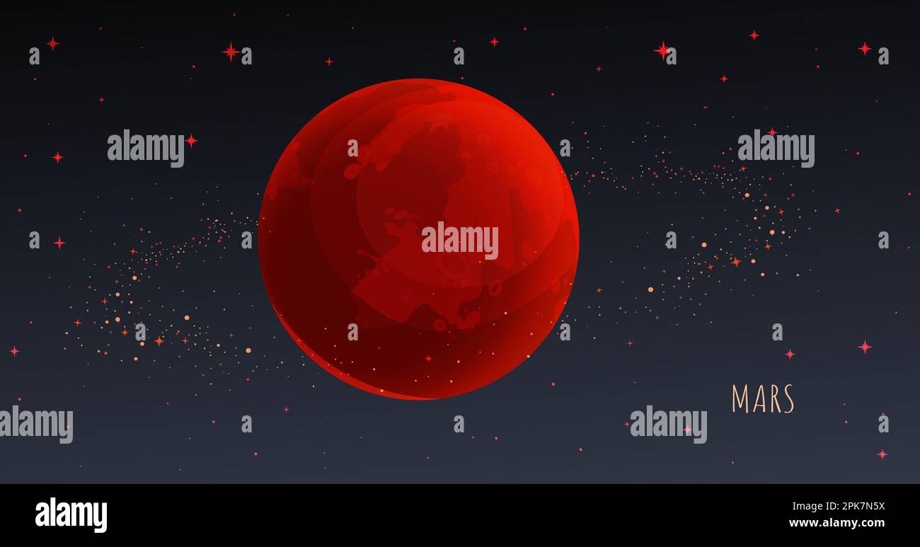 Pianeta Marte. Pianeti di raccolta del sistema solare Illustrazione Vettoriale