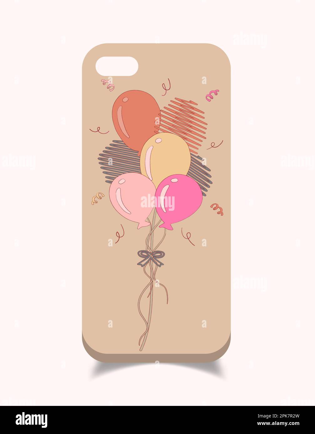 Smartphone senza cuciture motivo di protezione custodia per cellulare compleanno palloncino design custodia per smartphone copertina vettoriale Foto Stock