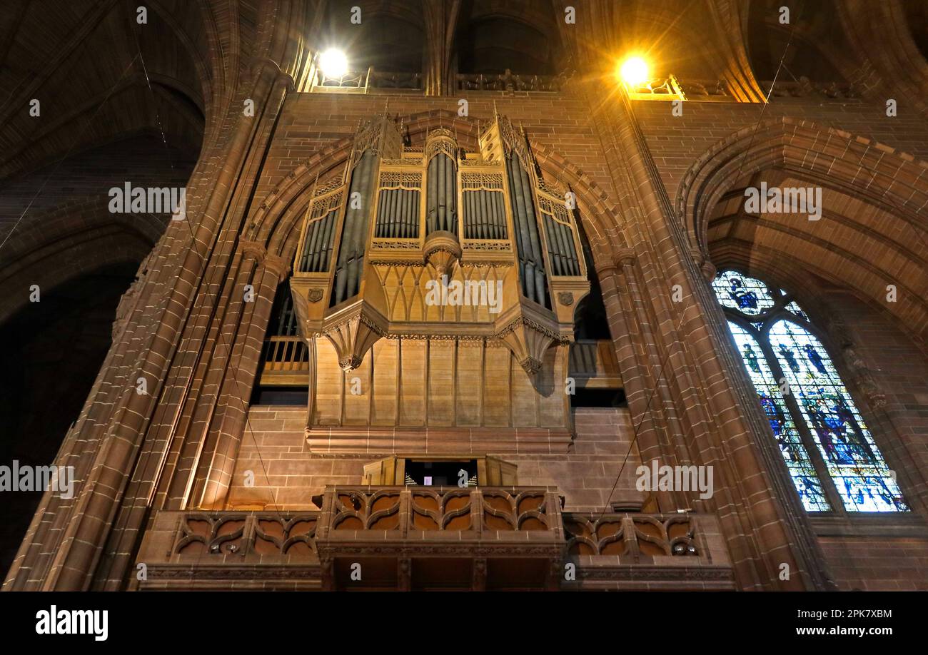 Grande organo 1926 all'interno della Cattedrale Anglicana, St James Mt, St James Road, Liverpool , Merseyside, INGHILTERRA, REGNO UNITO, L1 7AZ Foto Stock