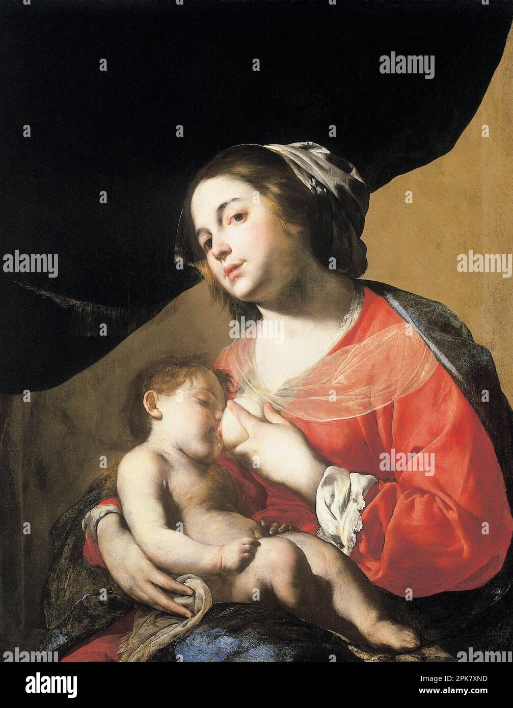 La Madonna dell'allattamento / la Madonna dell'infermiera circa 1650 di Bernardo Cavallino Foto Stock