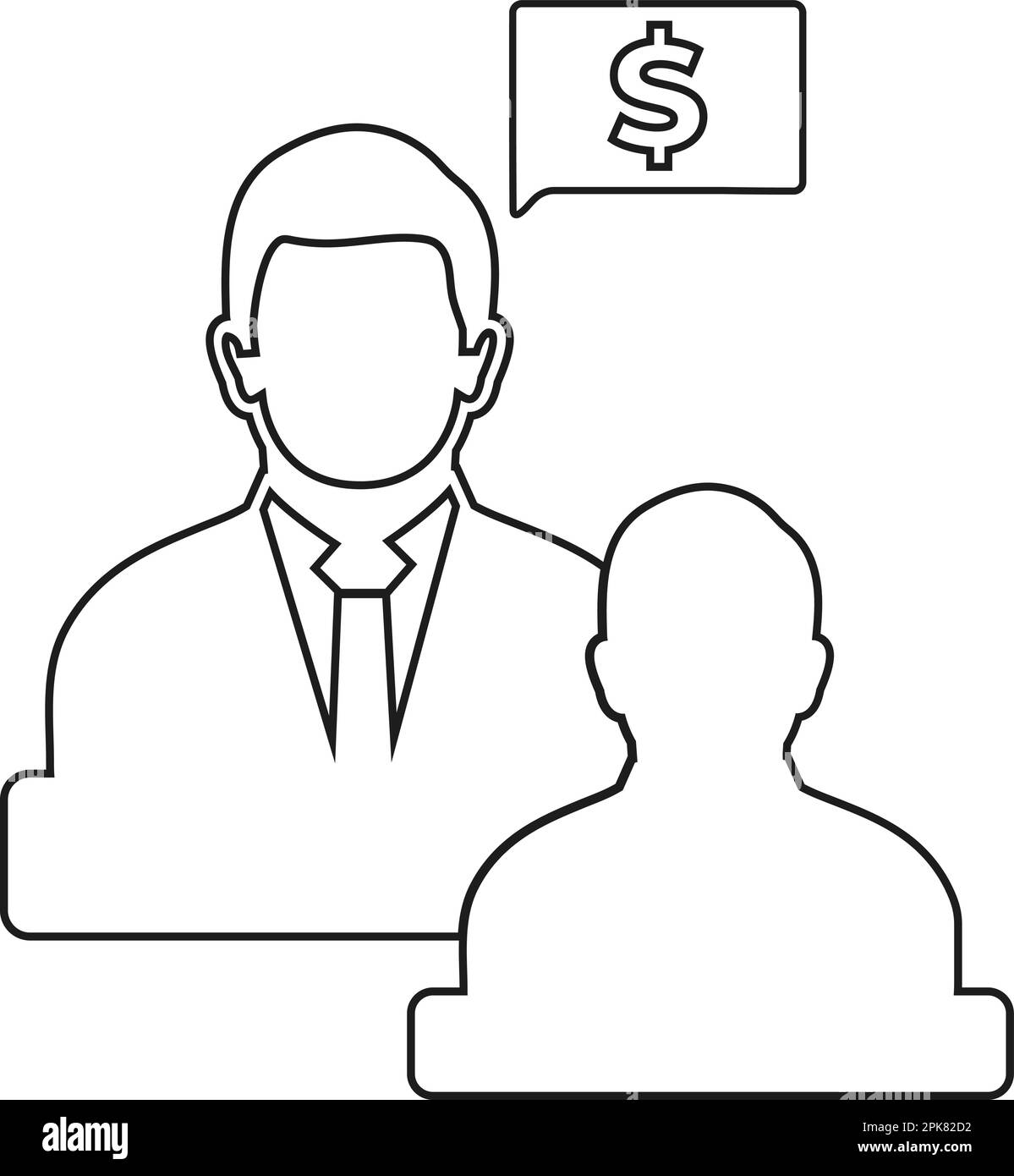 Icona del consulente commerciale e finanziario . EPS vettore stile linea. Illustrazione Vettoriale