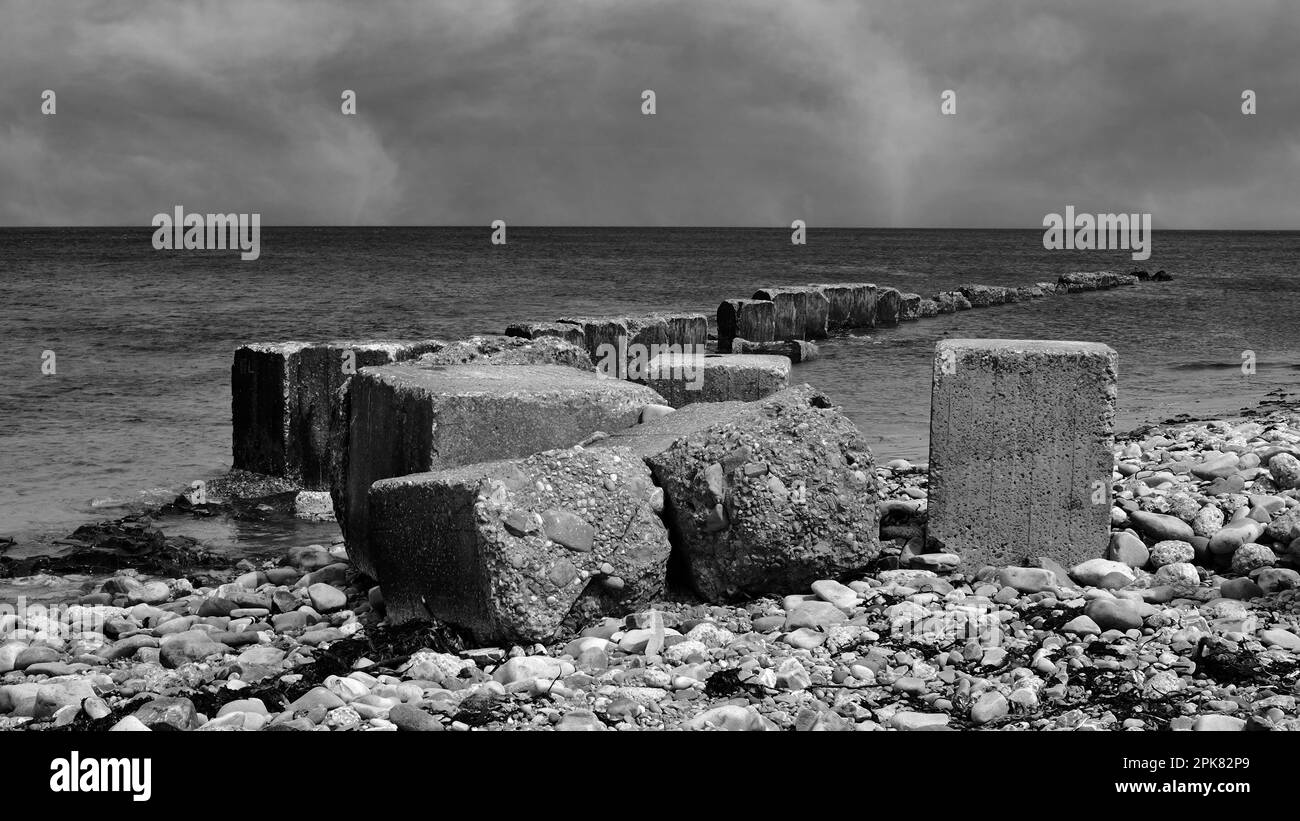 Tank Traps, Lossiemouth Foto Stock