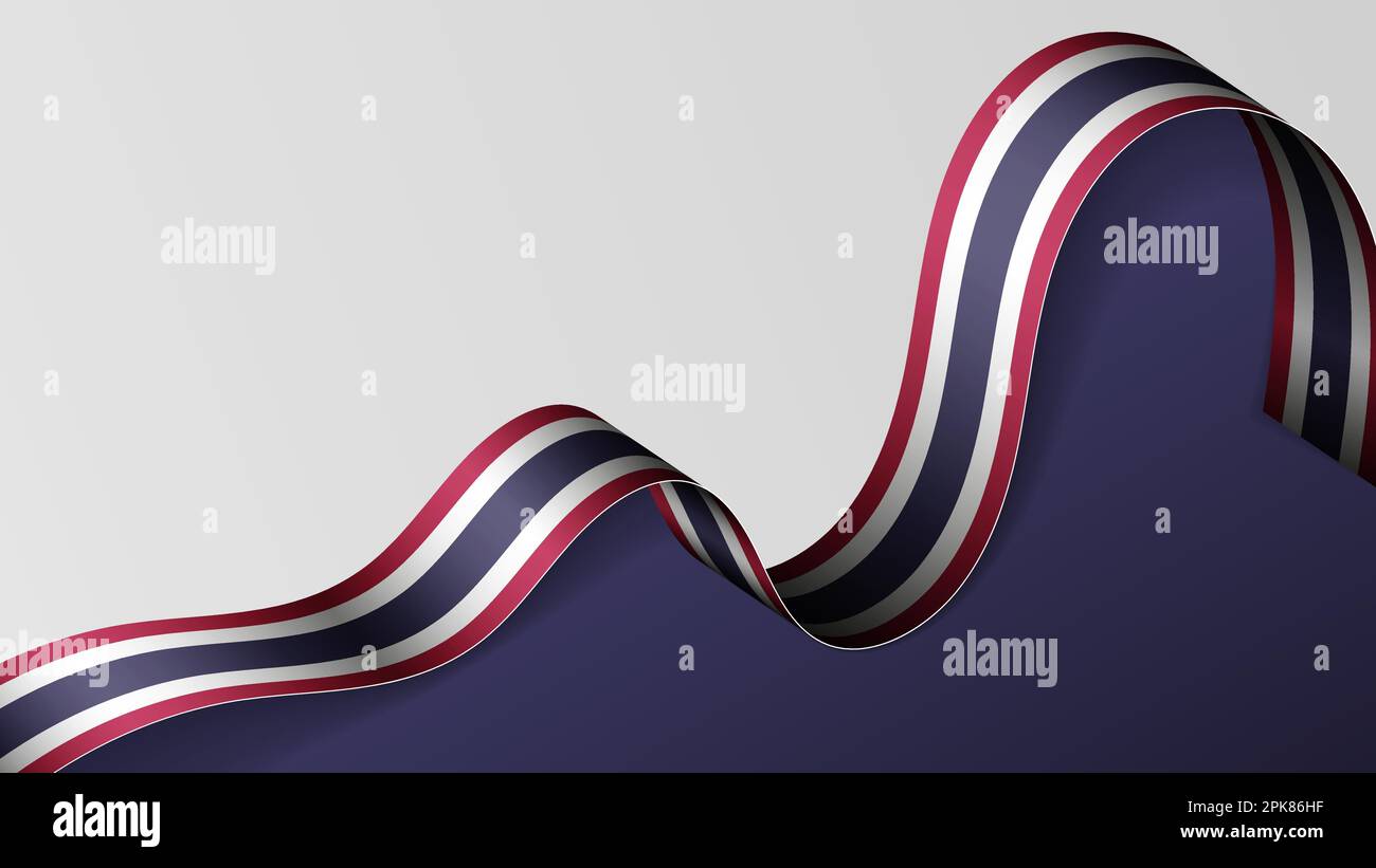 Sfondo bandiera nastro Thailandia. Elemento di impatto per l'uso che si desidera fare di esso. Illustrazione Vettoriale