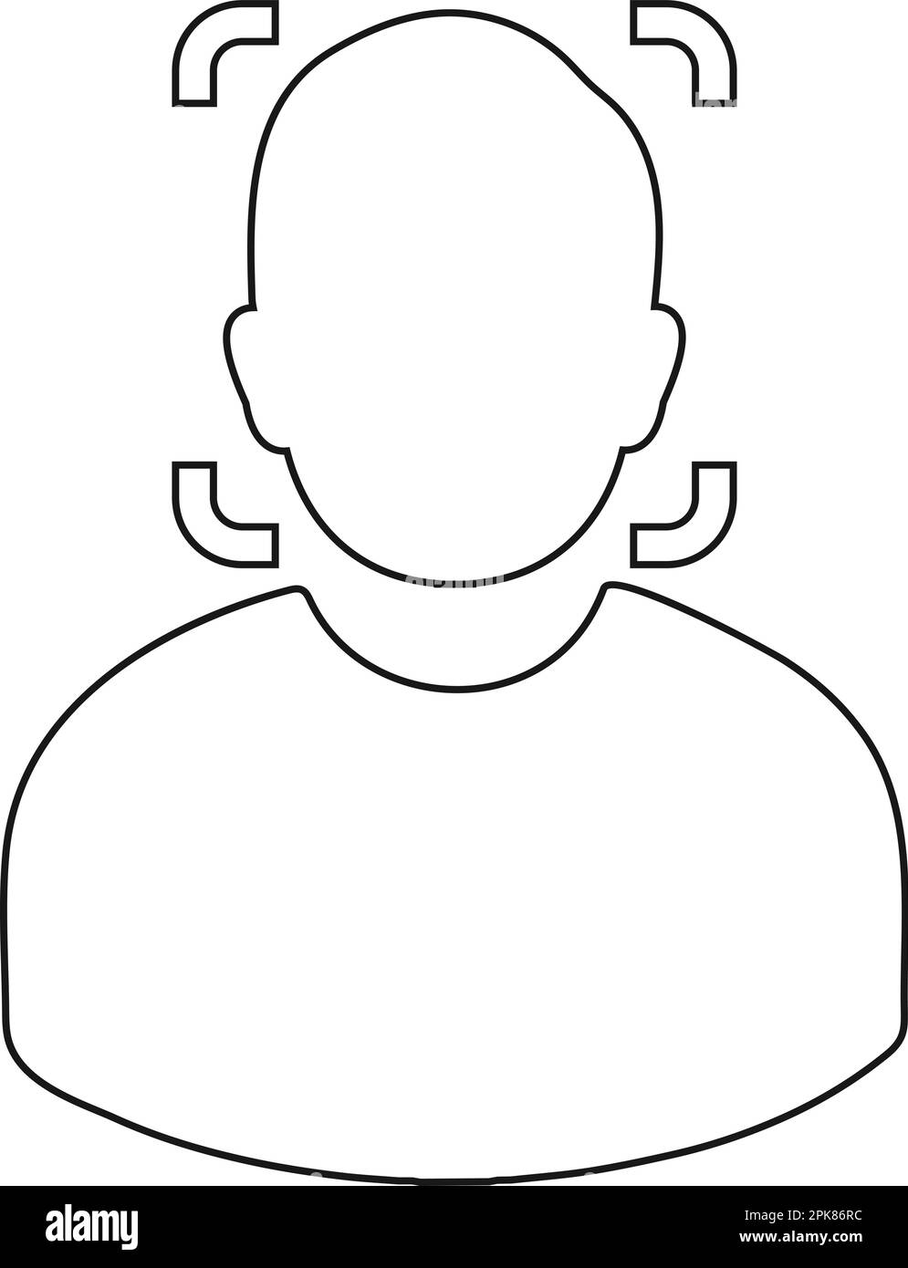 Icona della linea di riconoscimento facciale biometrico. EPS vettoriale modificabile. Illustrazione Vettoriale