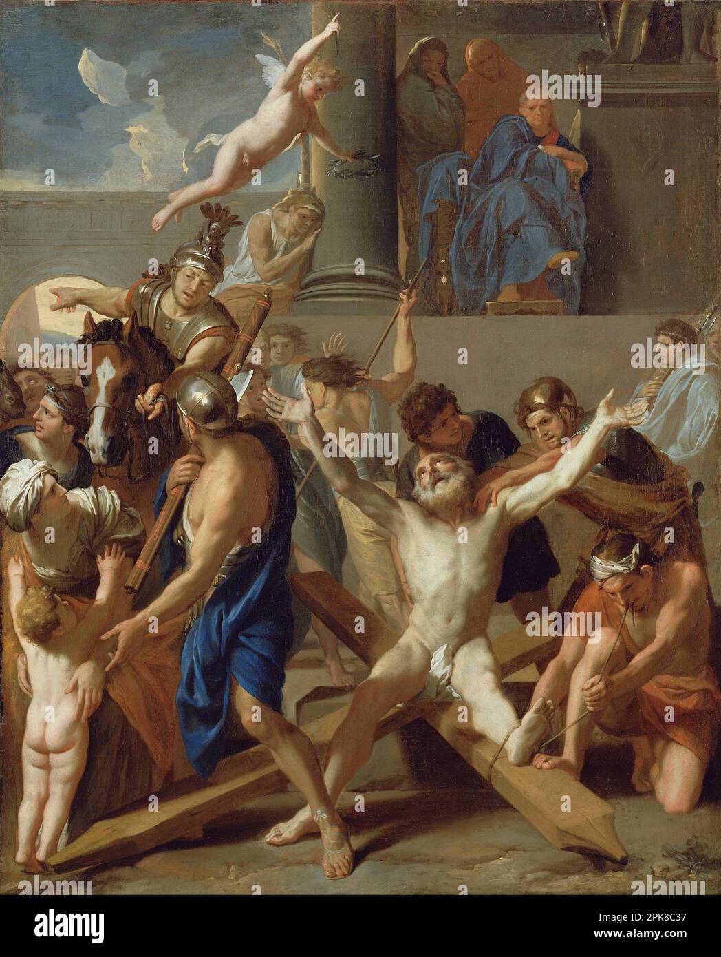 Il martirio di San Andrew tra il 1646 e il 1647 da Charles le Brun Foto Stock