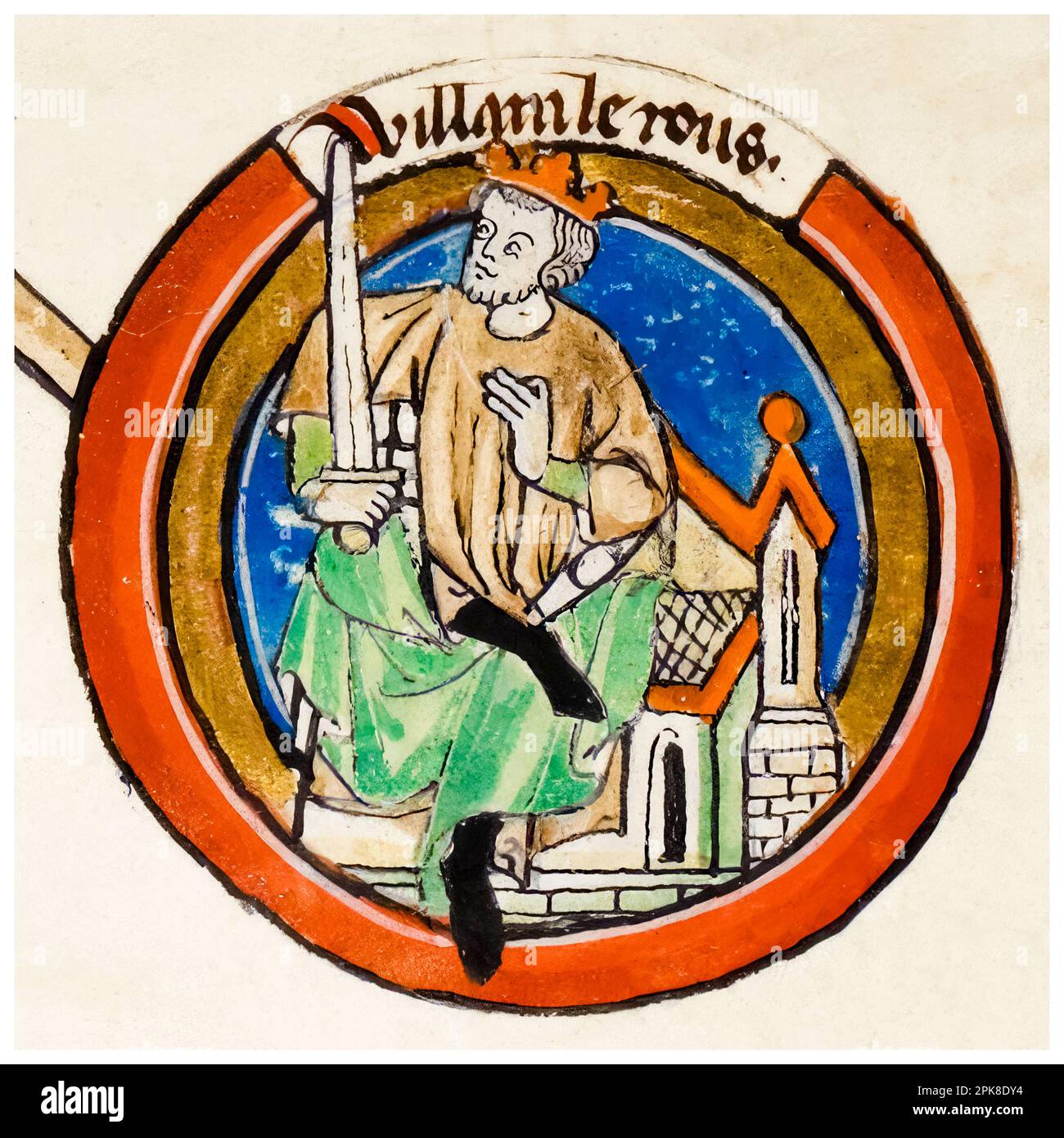 Guglielmo II d'Inghilterra (circa 1056-1100), re d'Inghilterra (1087-1100), comunemente noto come William Rufus, dipinto manoscritto ritratto, prima del 1399 Foto Stock