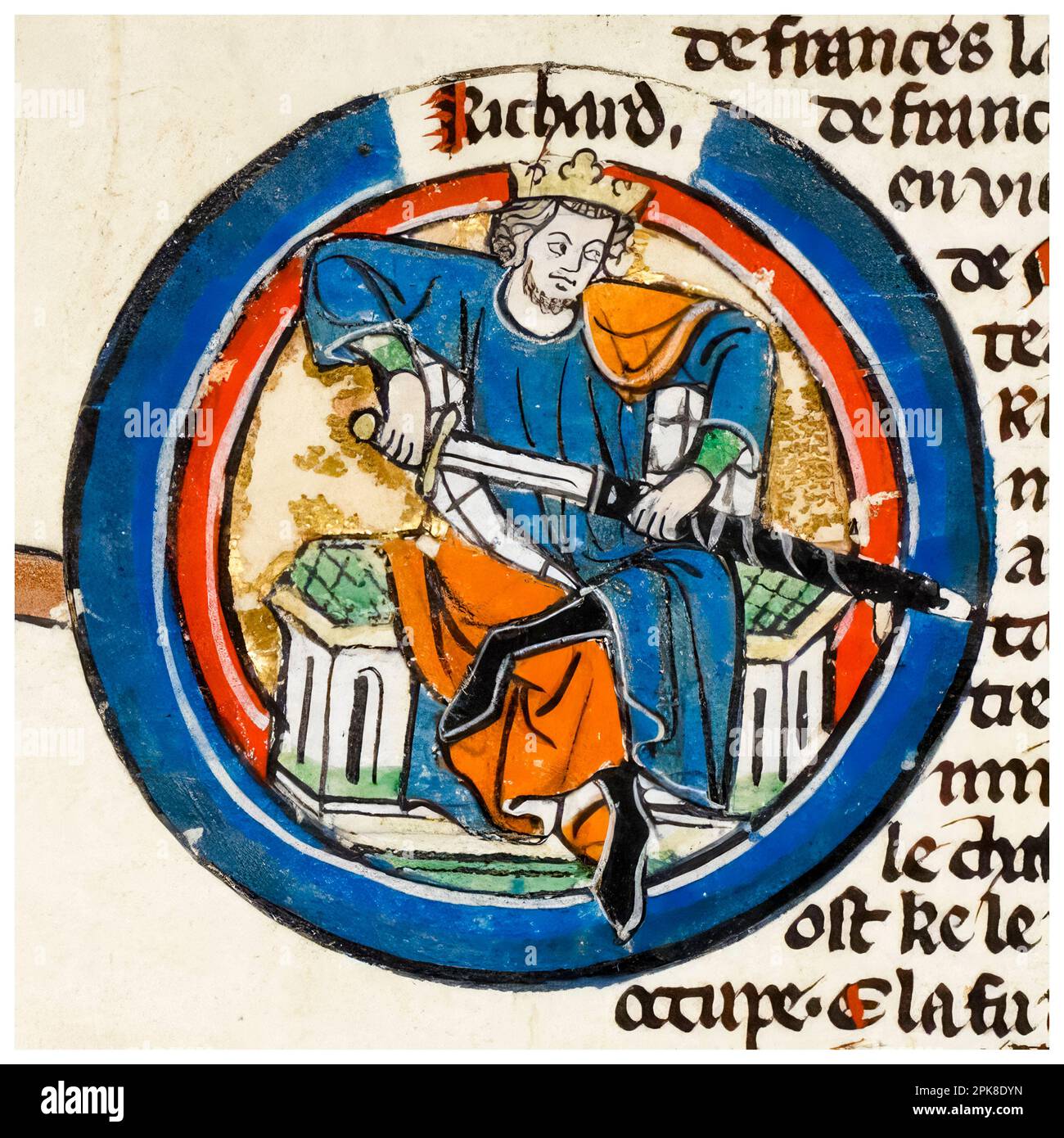 Richard il Lionheart, Richard i d'Inghilterra (1157-1199), Re d'Inghilterra (1189-1199), dipinto manoscritto ritratto, prima del 1399 Foto Stock