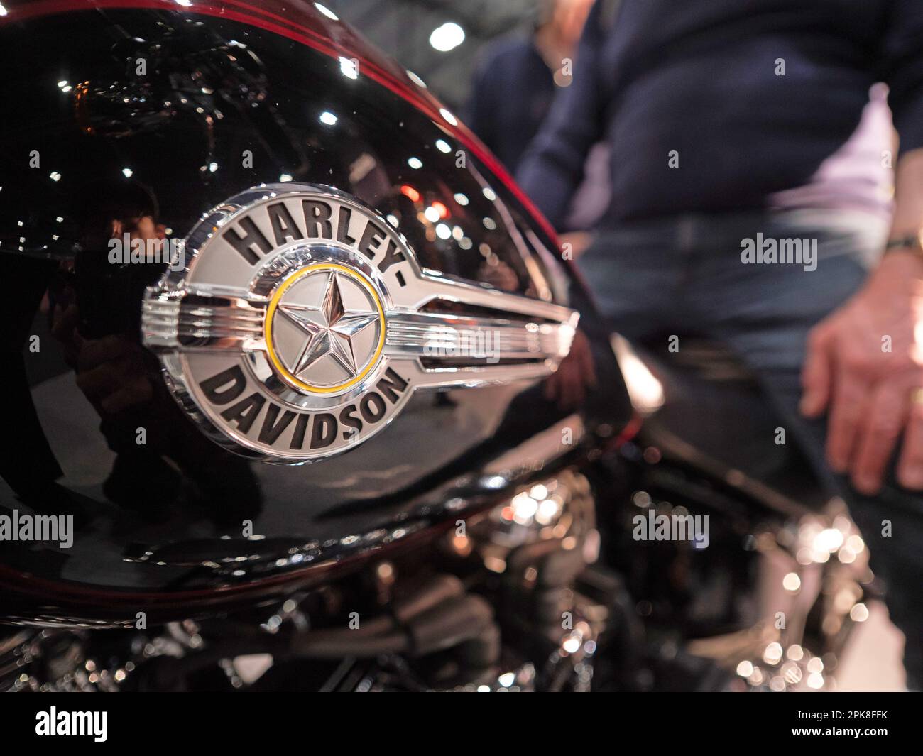 Scene al Carole Nash MCN London Motorcycle Show Excel London, Harley Davidson Stand Foto Stock