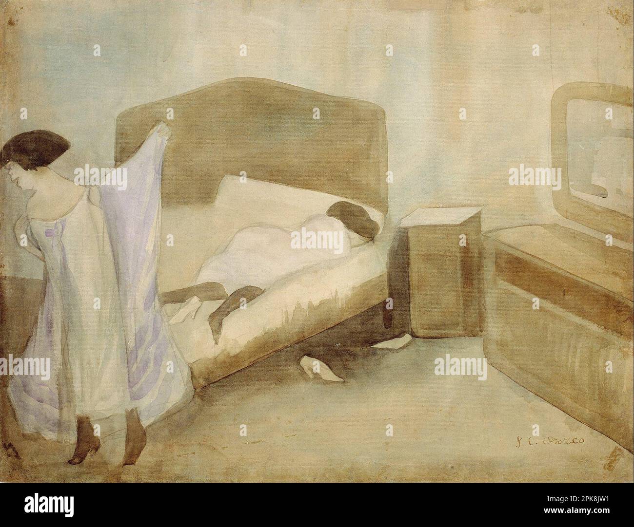 La camera da letto circa 1910 di Jose Clemente Orozco Foto Stock