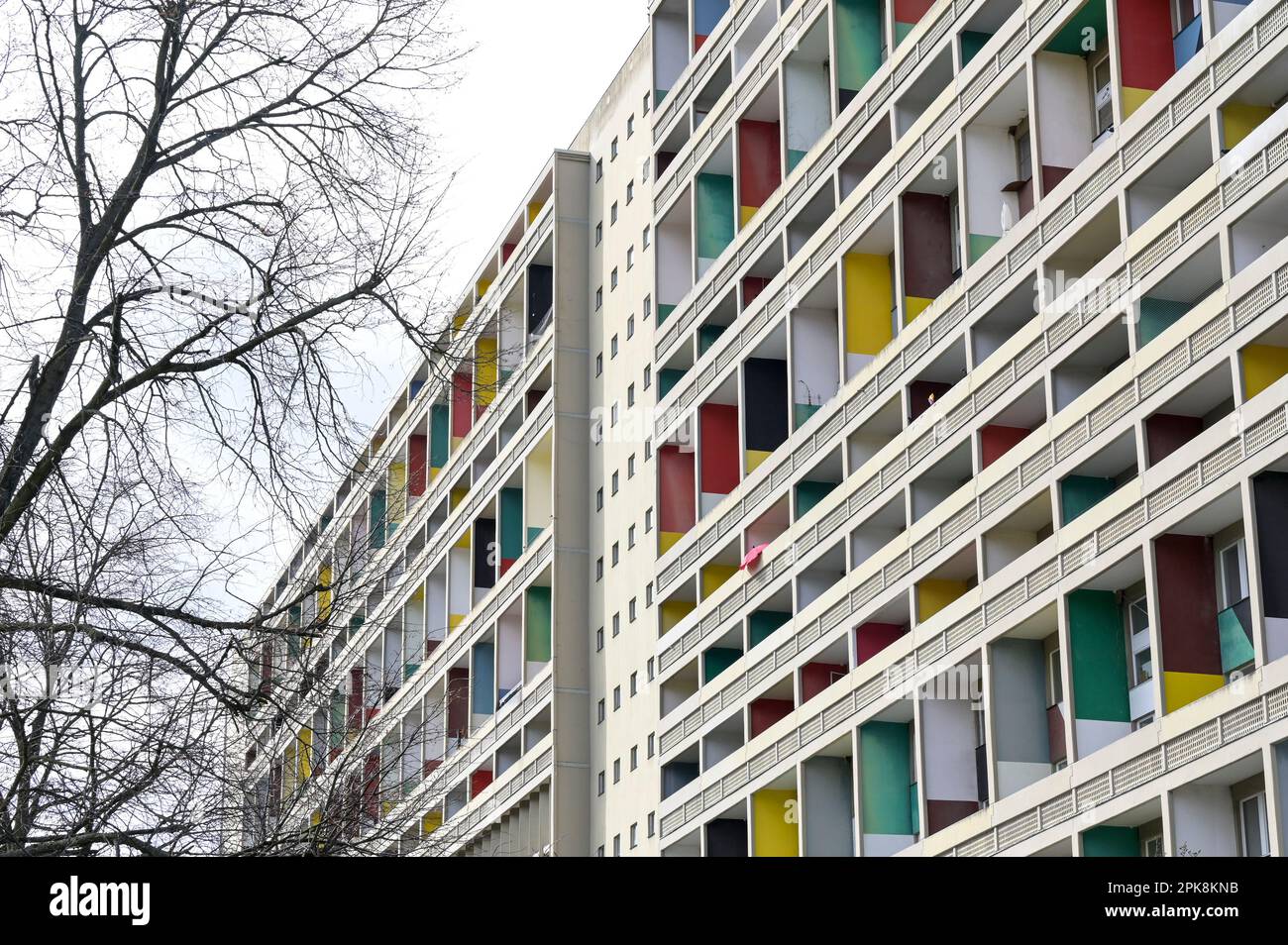 GERMANIA, condominio Unité d'habitation Typ Berlin, progettato dall'architetto francese svizzero le Corbusier, costruito nel 1957/58 per la mostra Interbau IBA 57 / DEUTSCHLAND, Berlin, Corbusierhaus, Wohnaus Unité d'habitation Typ Berlin, entworfen von Architekt le Corbusier, gebaut 1957/58 für die internationale Bauausstellung Interbau IBA 57 Foto Stock