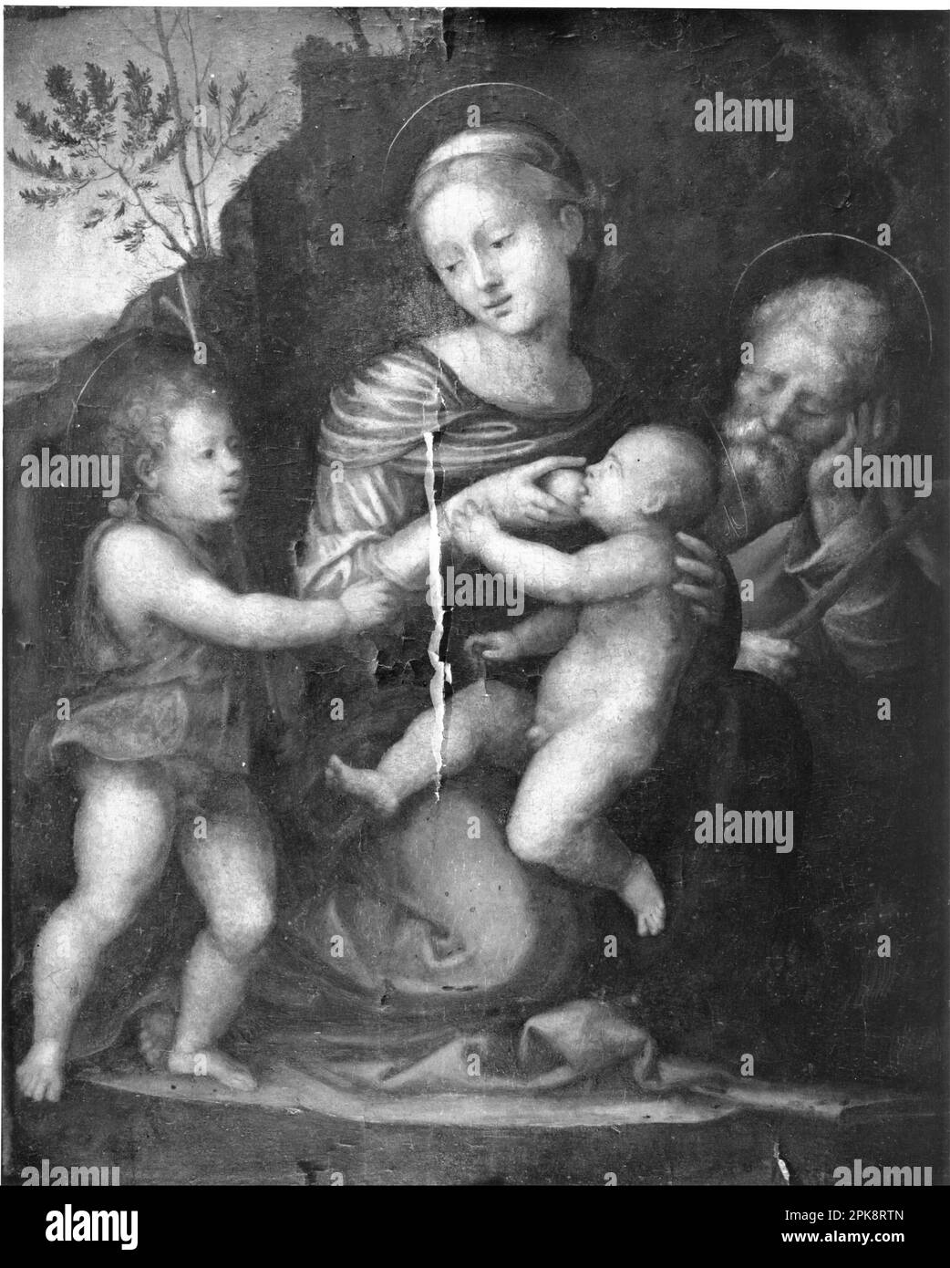 Santa Famiglia con San Giovanni tra il 1515 e il 1520 circa di fra Bartolomeo Foto Stock