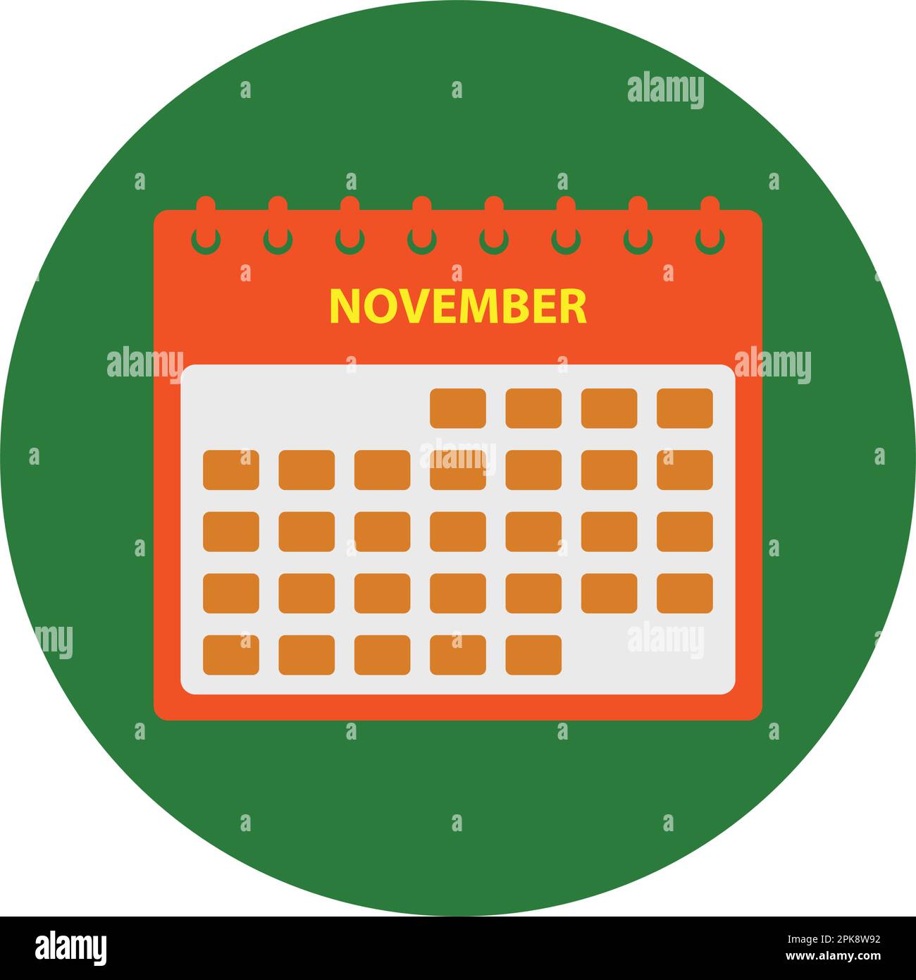 Icona Calendario di novembre. EPS vettore stile pulsante. Illustrazione Vettoriale