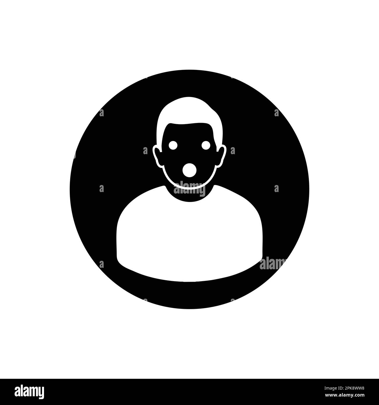Icona dell'espressione facciale sorpresa. Illustrazione del simbolo EPS vettoriale modificabile stile pulsante arrotondato. Illustrazione Vettoriale