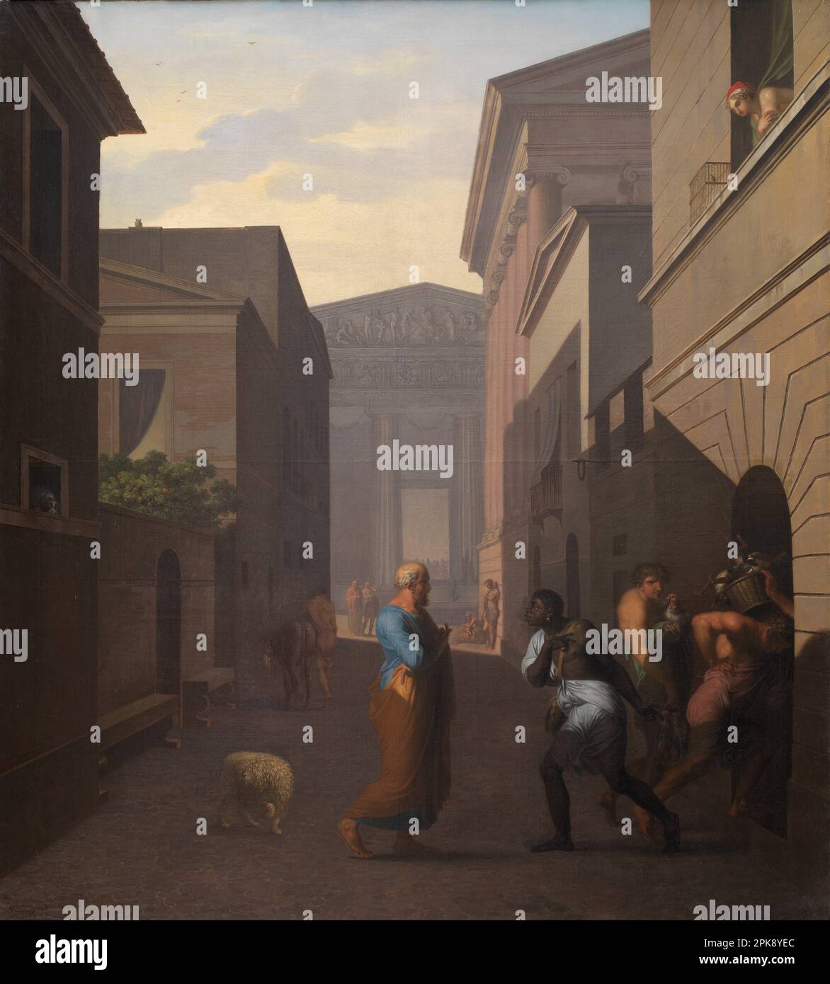 Simo e il suo ex schiavo Sosia. Da Andria di Terence 1803 di Nicolai Abildgaard Foto Stock