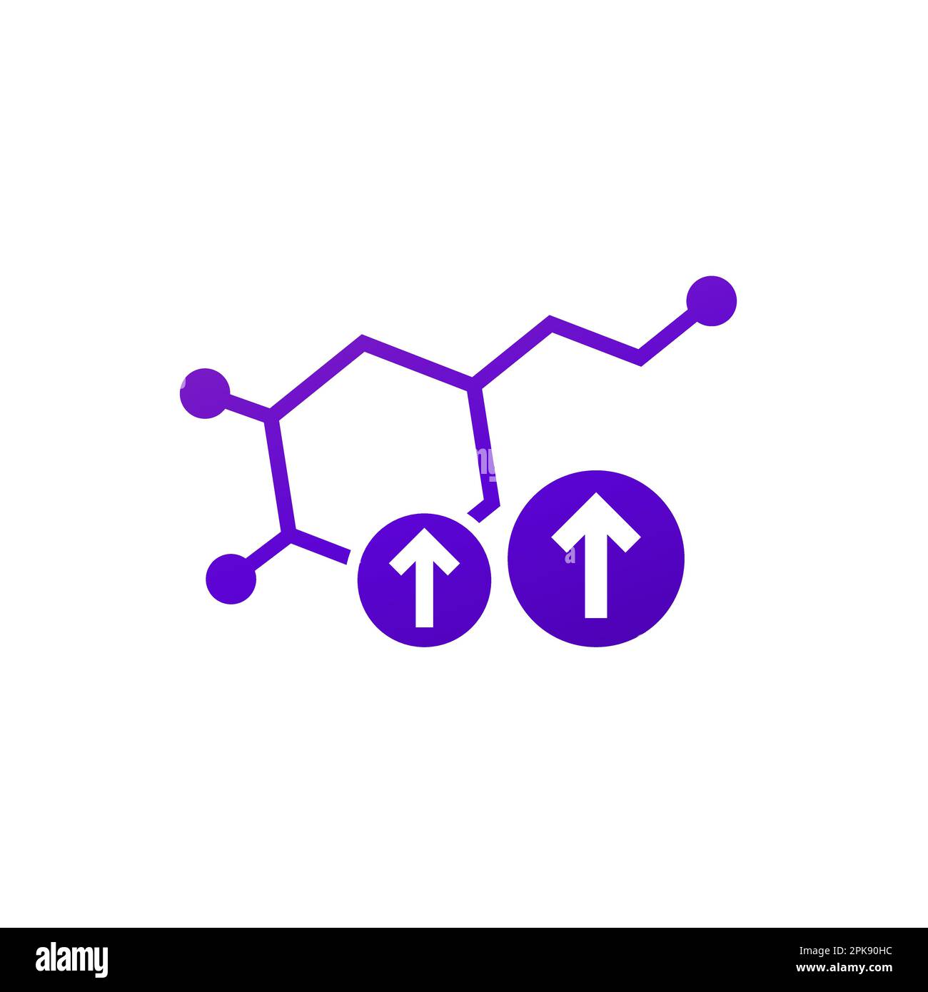 icona ad alto livello di dopamina con una molecola Illustrazione Vettoriale