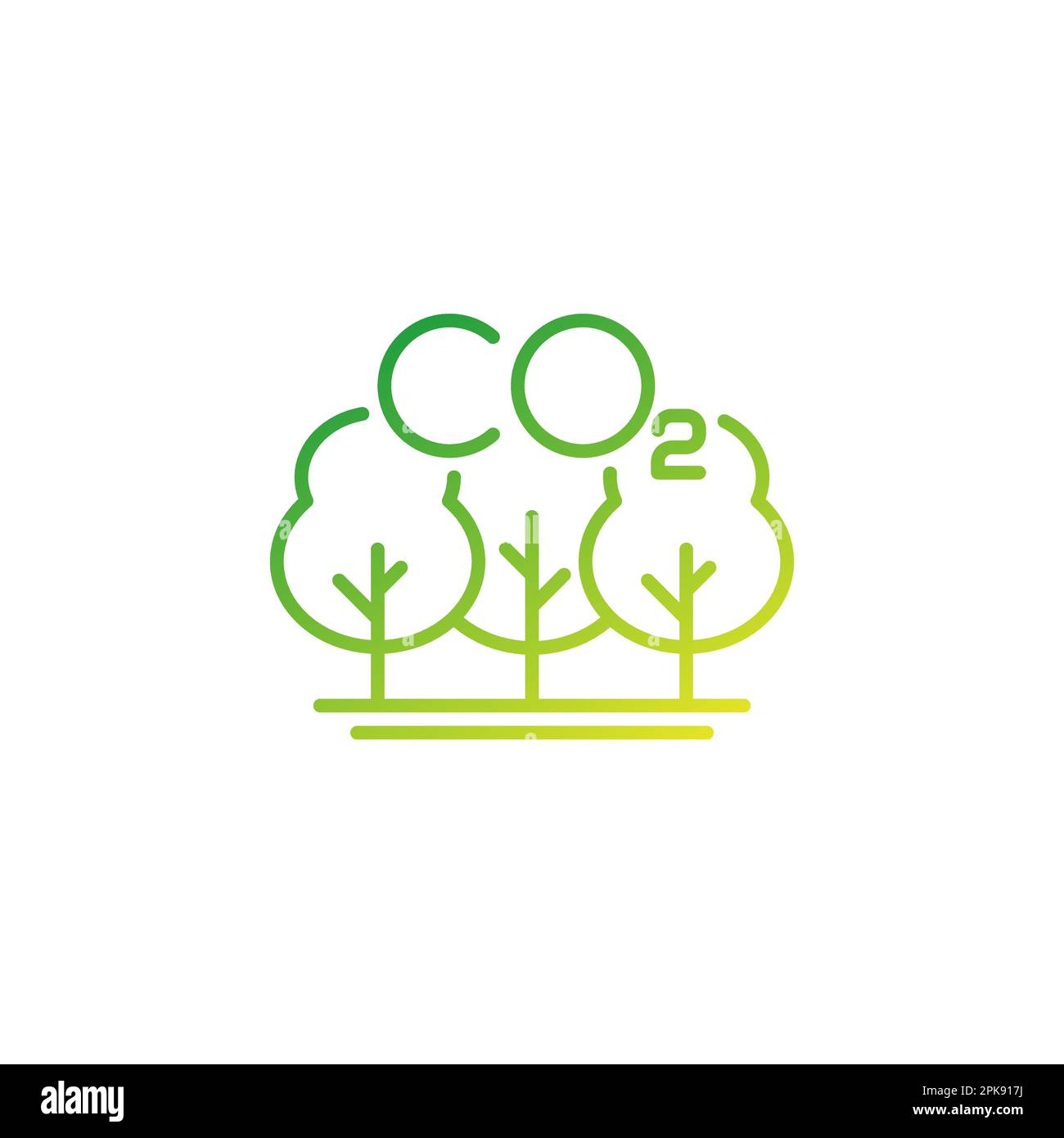 offset di carbonio, icona gas co2 di riduzione, vettore di linea Illustrazione Vettoriale