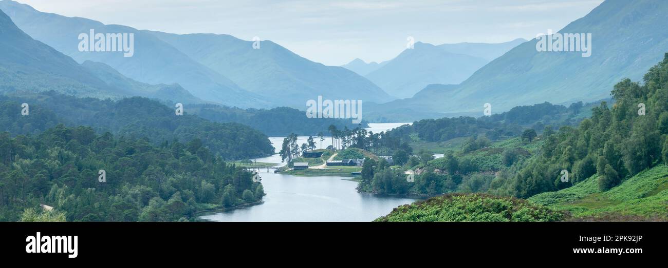 Glen Affric punto di vista panoramica sulle Highlands, Scozia, Regno Unito Foto Stock