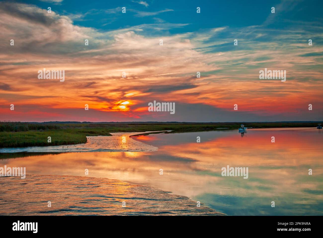 Tramonto a Port Mahom, Delaware Foto Stock