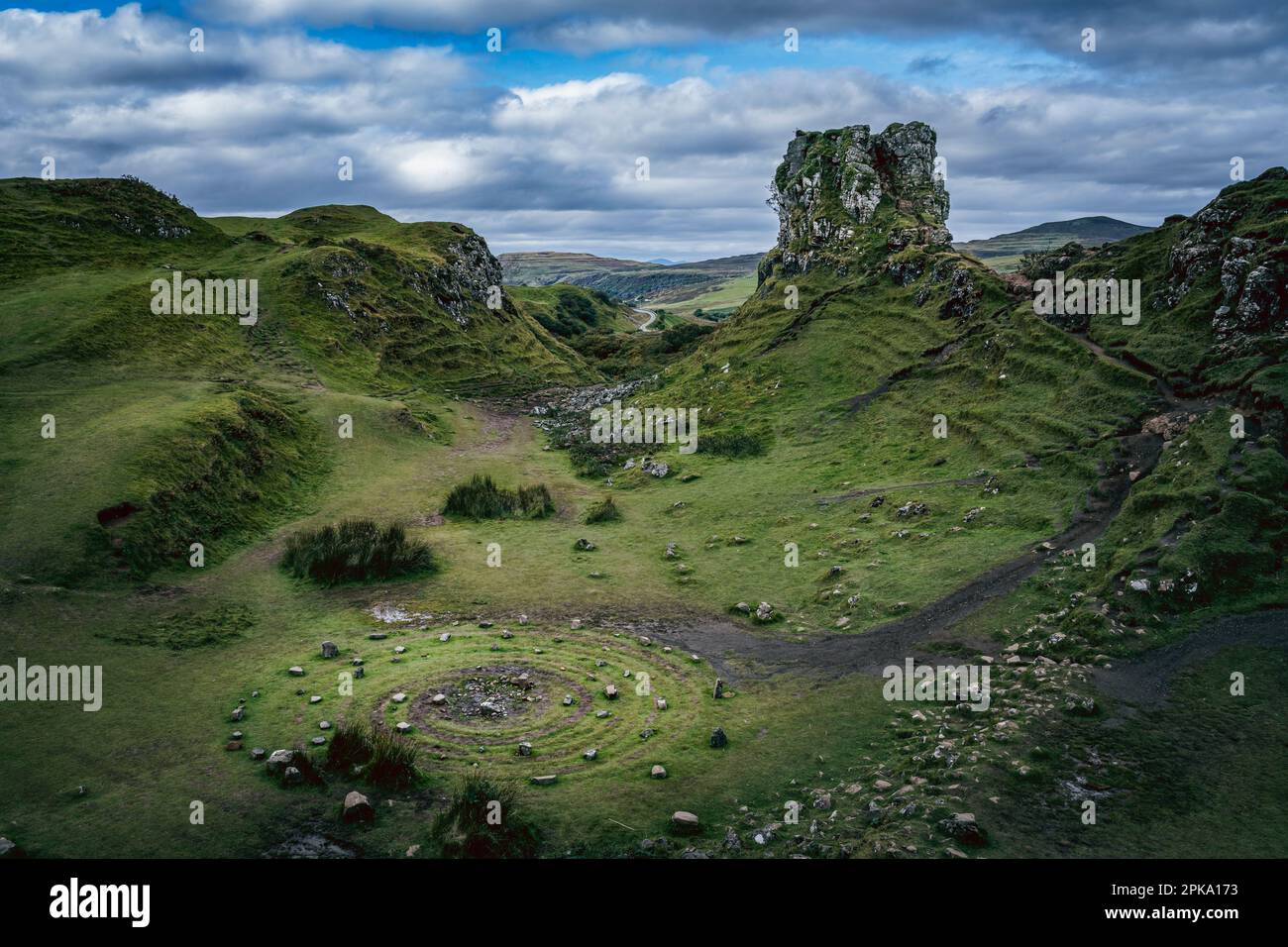 The Fairy Glen, Isola di Skye, Scozia, Regno Unito, Europa Foto Stock