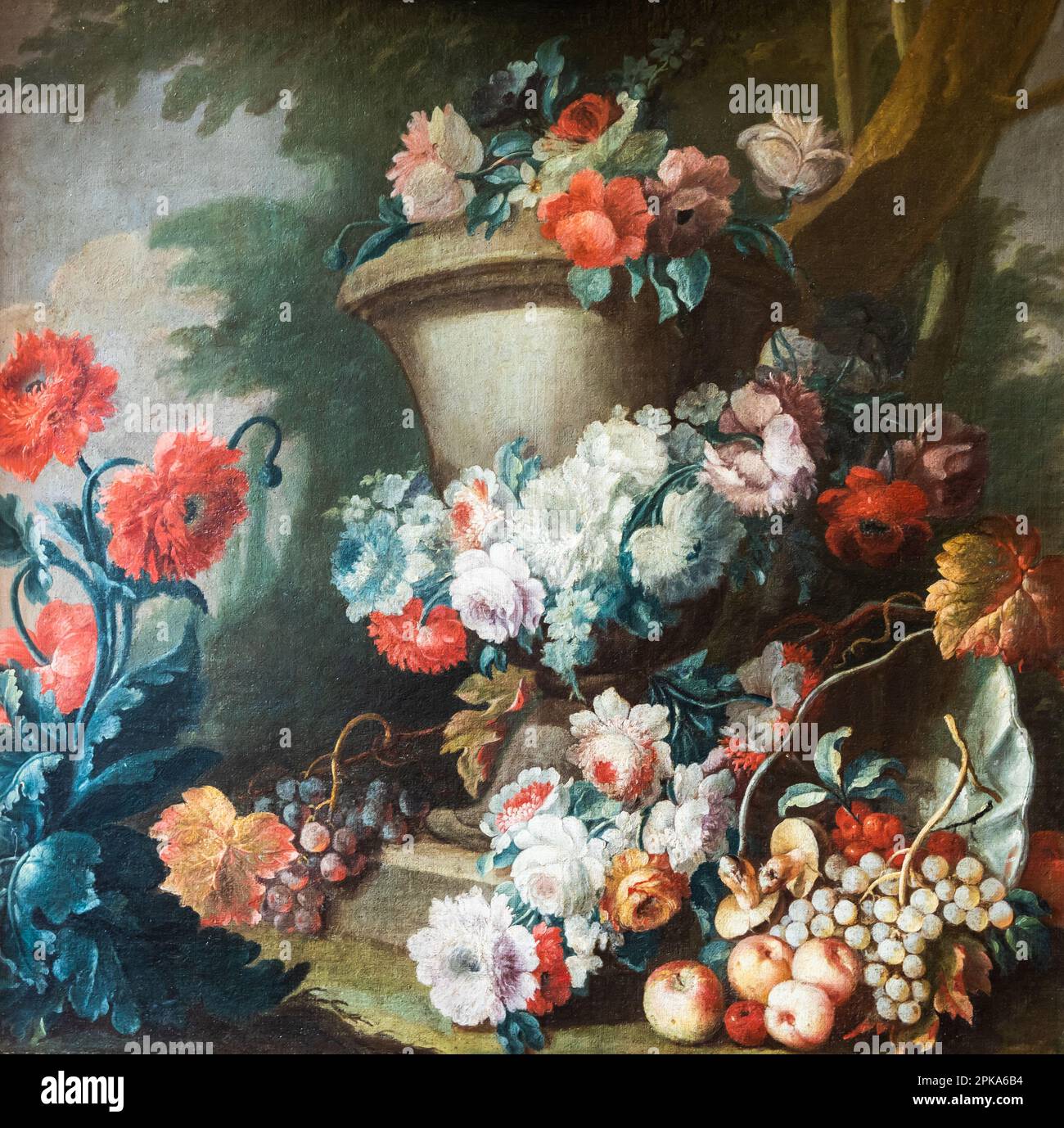 Vecchio dipinto barocco fiori - decorazione in stile vintage invecchiato Foto Stock