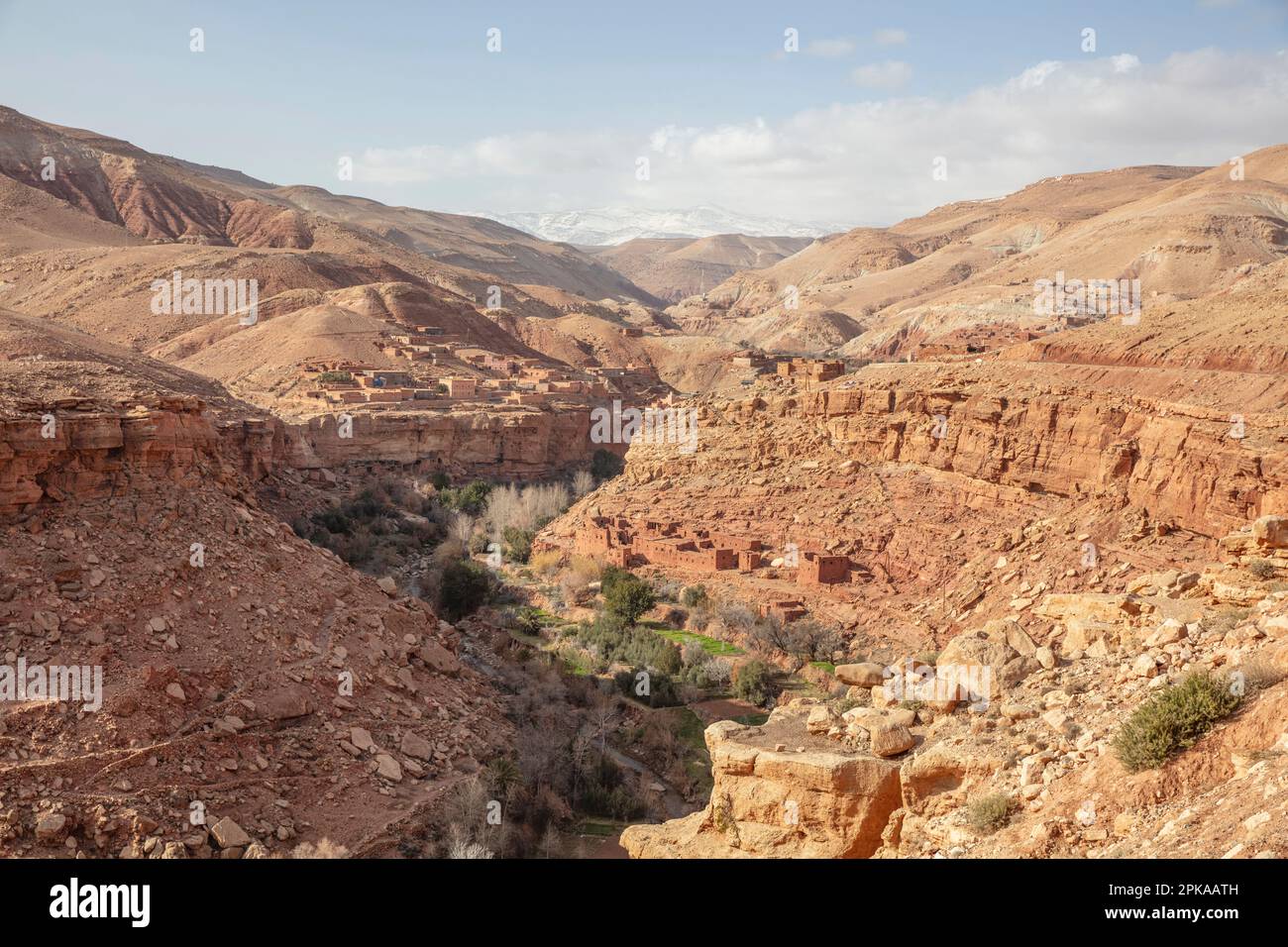 Marocco, Assaka, villaggio berbero, montagne dell'Atlante centrale, Valle di Ounila, Fiume Assif Mellah Foto Stock