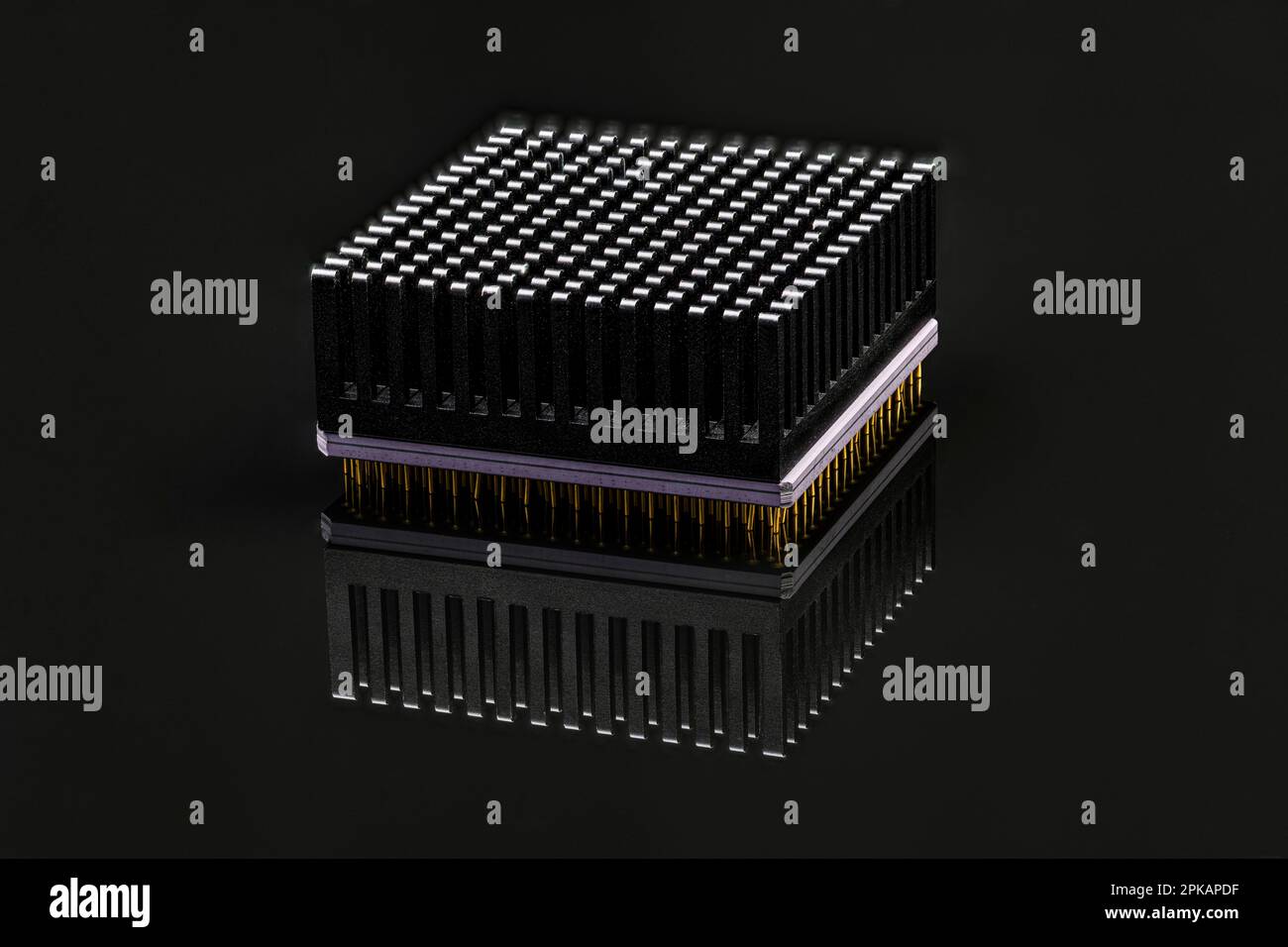 Computer, parte del computer, processore, ventola, impilamento di messa a fuoco, Macro, grande profondità di campo, PC, componente, elettronica, elettronica per computer, CPU, semiconduttore, tecnologia informatica, unità di elaborazione centrale, raffreddamento del processore, processore principale, unità di elaborazione centrale, microelettronica, Foto Stock