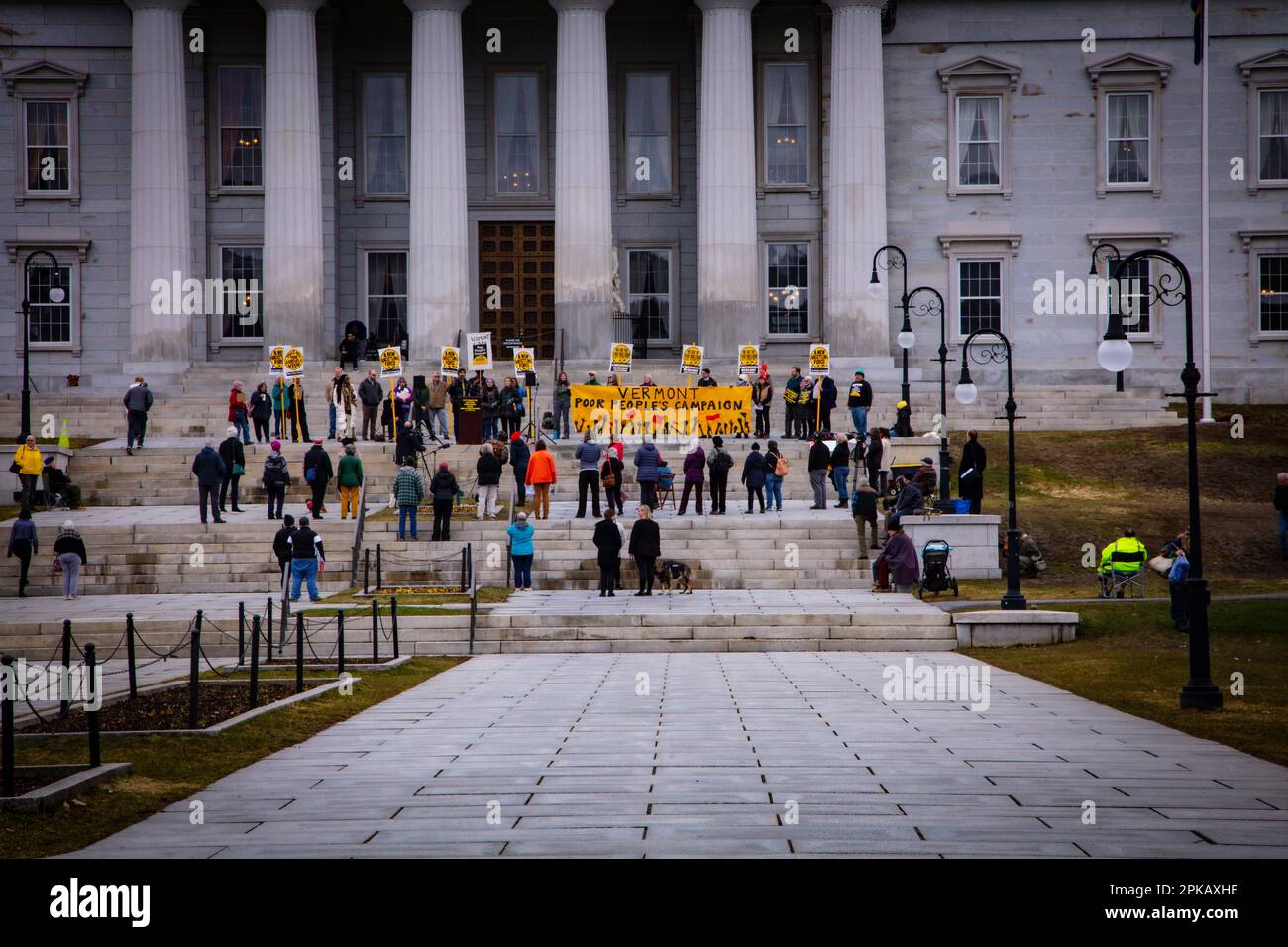 Esterno dell'edificio del Campidoglio del Vermont a Montpellier, Vermont Foto Stock