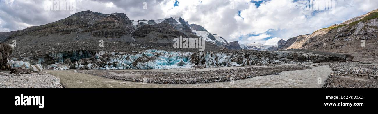 Ghiacciaio di Pasterze al Monte Grossglockner, la montagna più alta dell'Austria Foto Stock