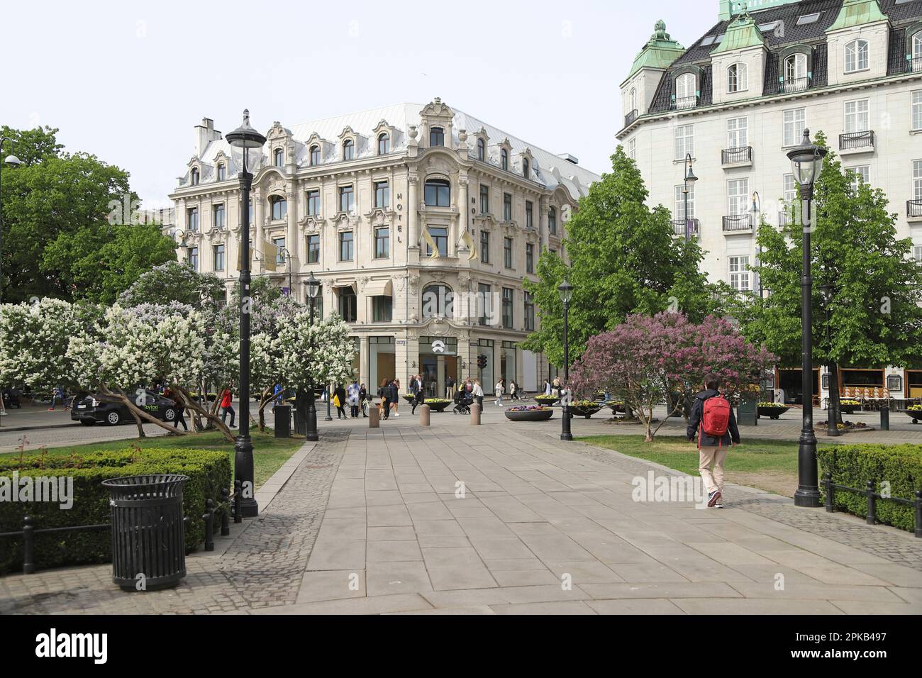 Oslo, Norvegia, Karl Johans Gate, Eidsvolls plass Foto Stock