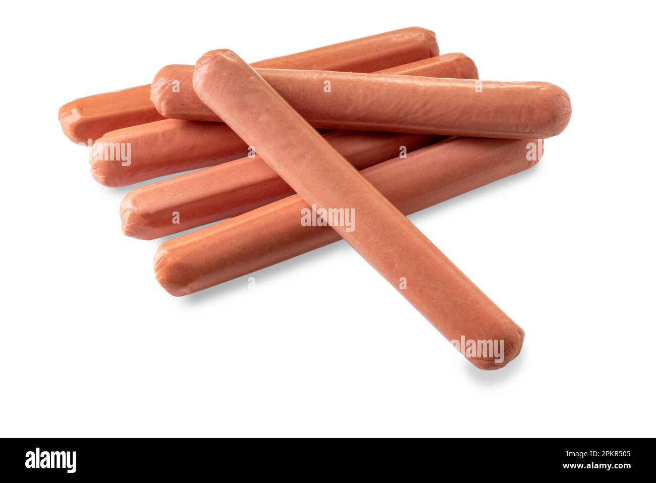 Salsiccia di wurstel o salsicce di Vienna isolate su bianco, percorso di taglio incluso Foto Stock