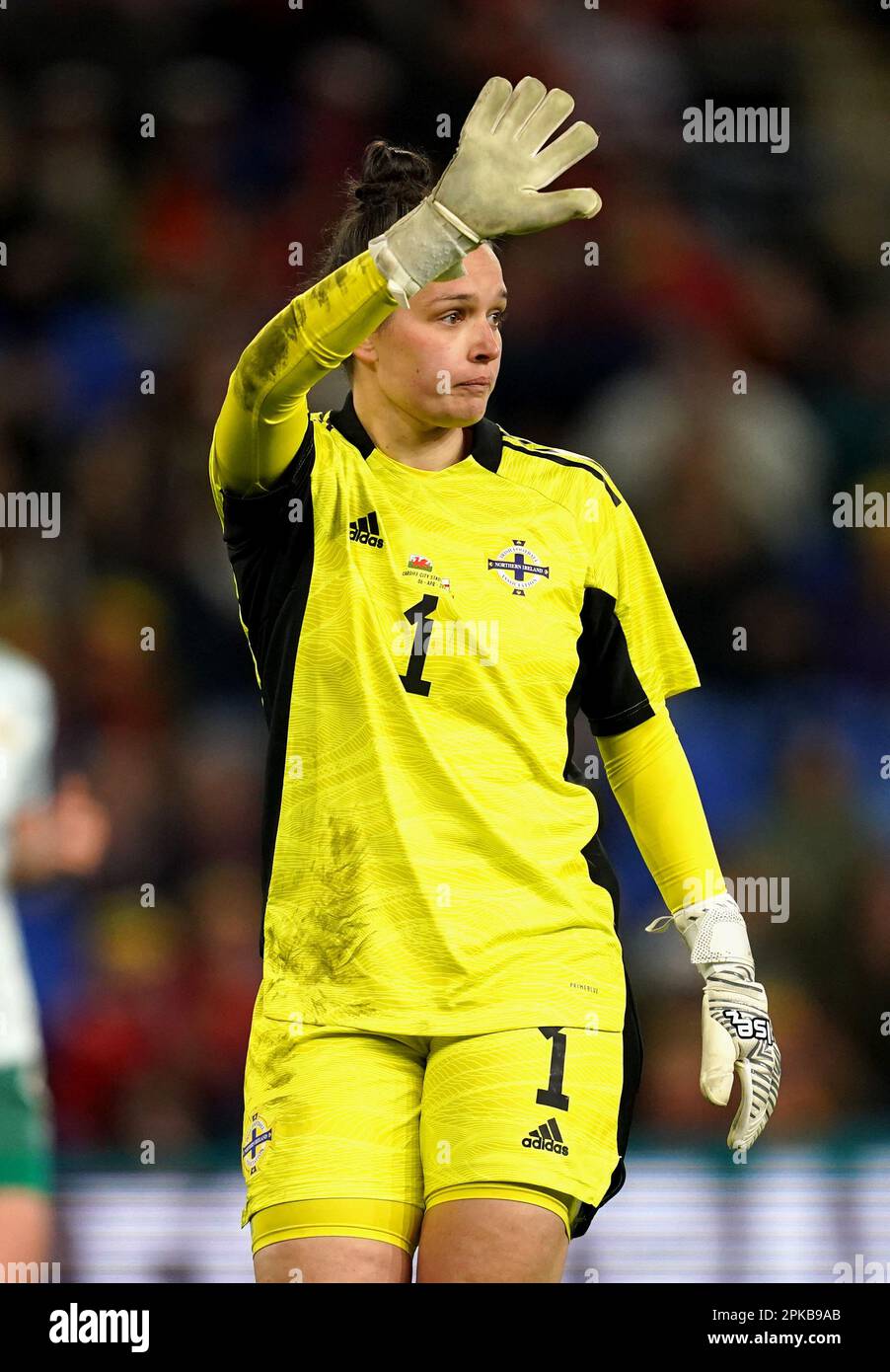 Shannon Turner, portiere dell'Irlanda del Nord durante il Women's International friendly al Cardiff City Stadium, Galles. Data immagine: Giovedì 6 aprile 2023. Foto Stock