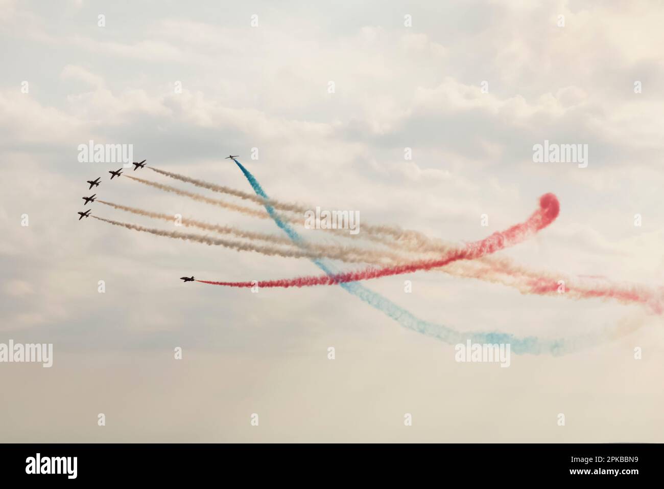 Inghilterra, Dorset, Bournemouth, l'annuale Air Show, Red Arrows Display Foto Stock