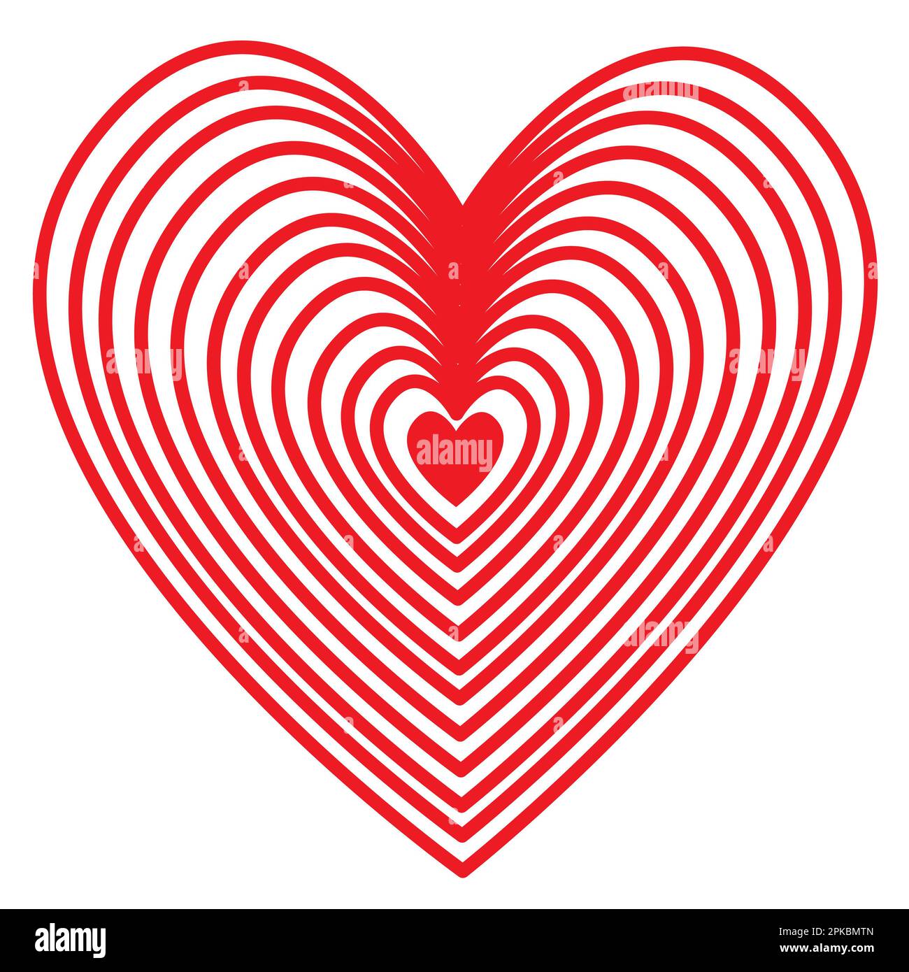 simbolo del cuore rosso con contorni su sfondo bianco isolato, logo Foto Stock