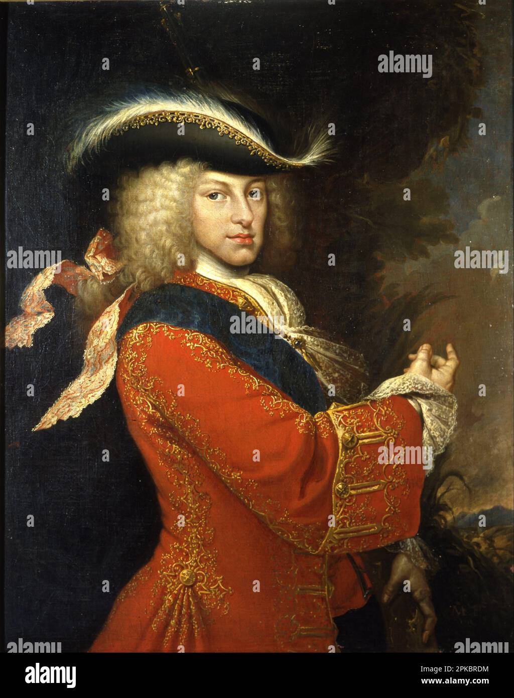 Filippo V in costume da caccia 1712 di Miguel Jacinto Melendez Foto Stock