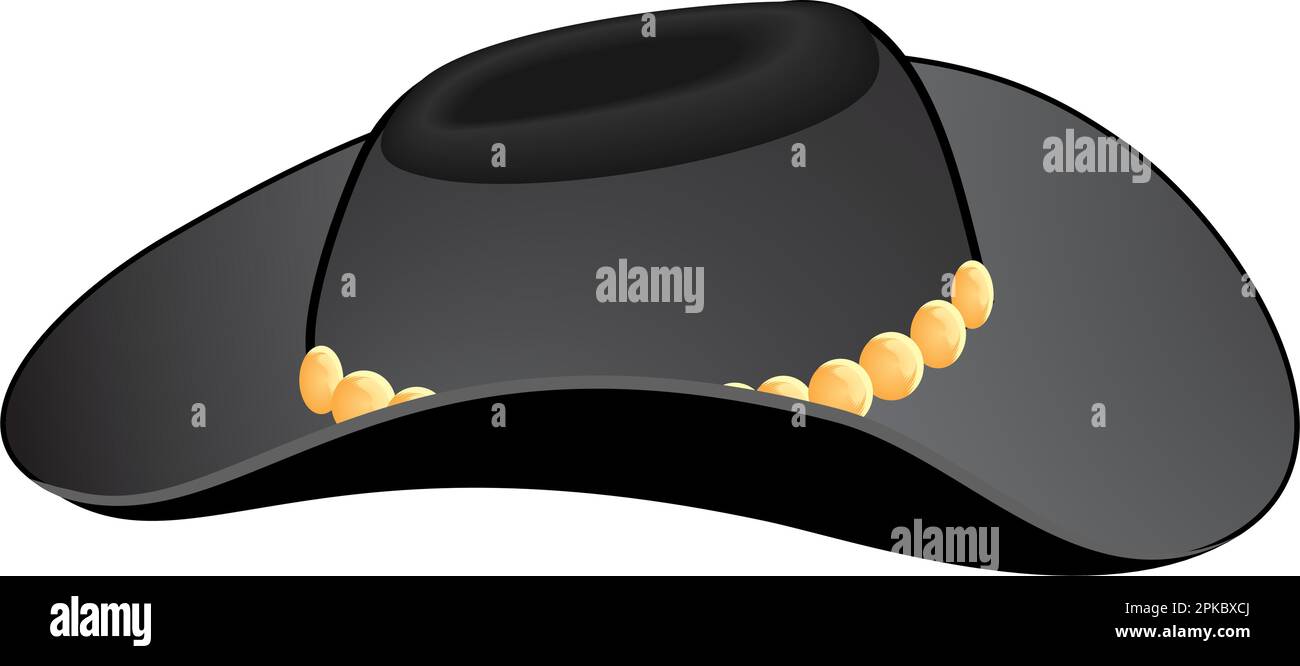 Cappello da cowboy australiano o americano in stile occidentale. Grafica isolata modificabile vettoriale a colori, può essere posizionata su una foto verticale correttamente posizionata. Illustrazione Vettoriale