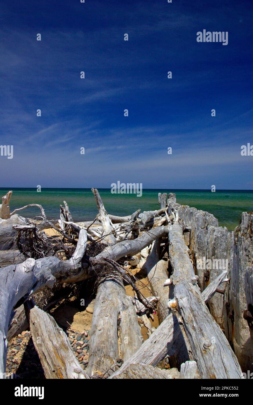 Old Pier, Whitefish Point, Michigan Foto Stock